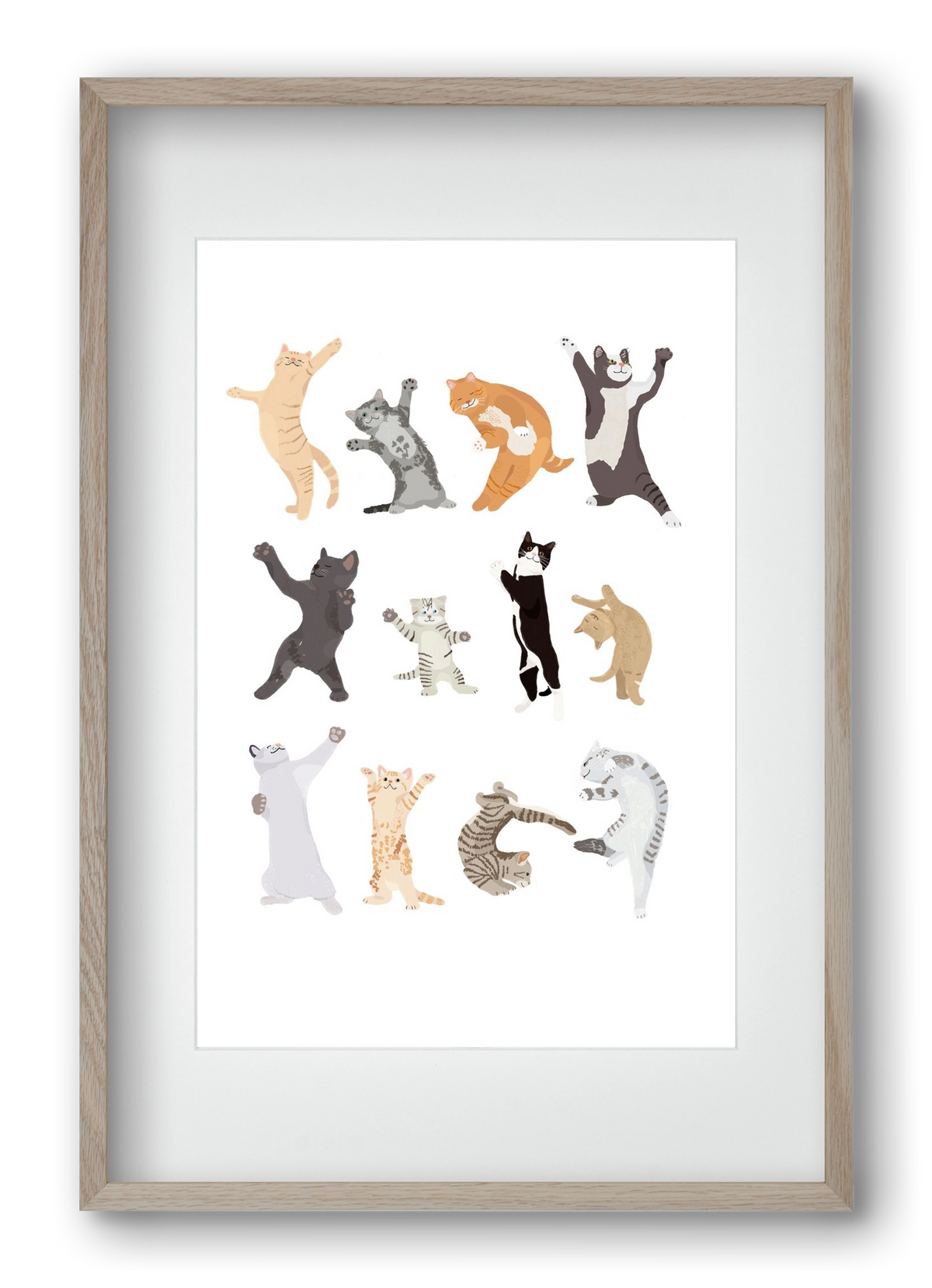Dancing Cats, 40x60 cm (30x45 cm), Tölgy keret, paszpartuval