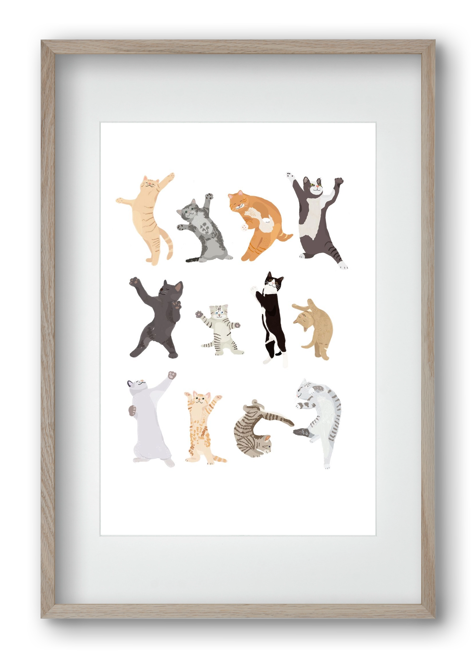 Dancing Cats, 40x60 cm (30x45 cm), Tölgy keret, paszpartuval
