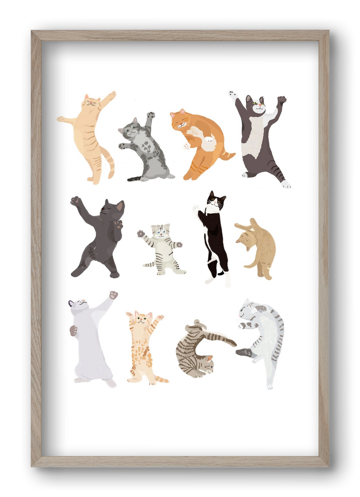 Dancing Cats, 40x60 cm (40x60 cm), Tölgy keret