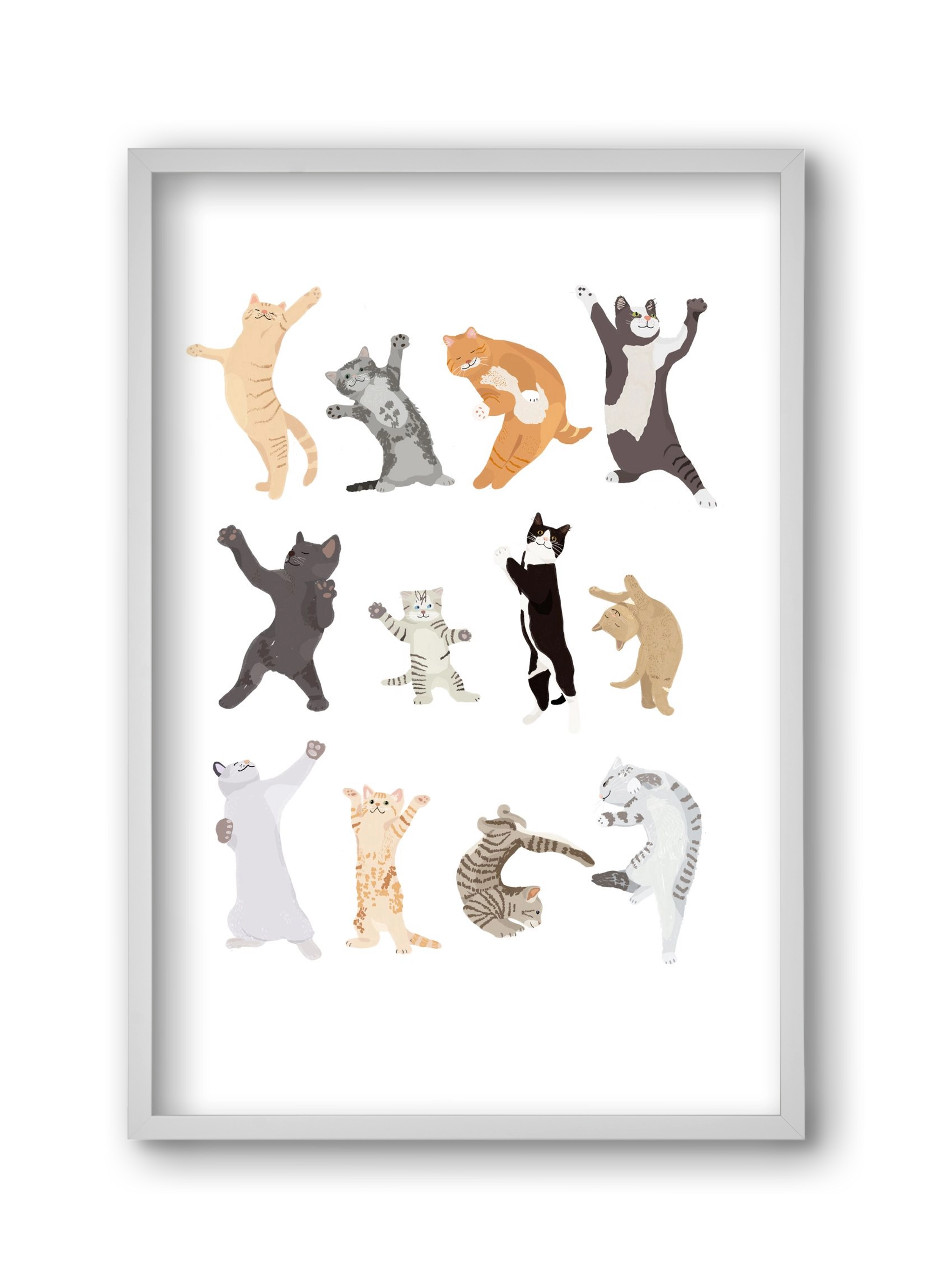 Dancing Cats, 30x45 cm (30x45 cm), Fehér keret