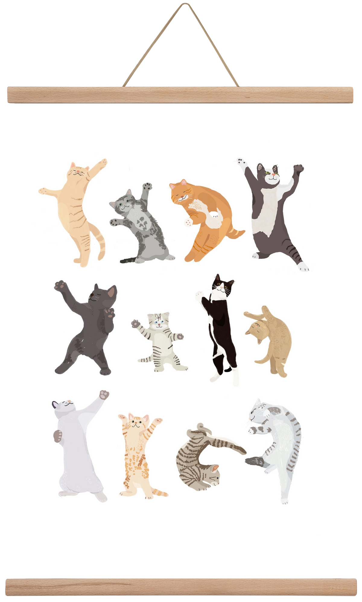 Dancing Cats, 40x60 cm (40x60 cm), Tölgy akasztó