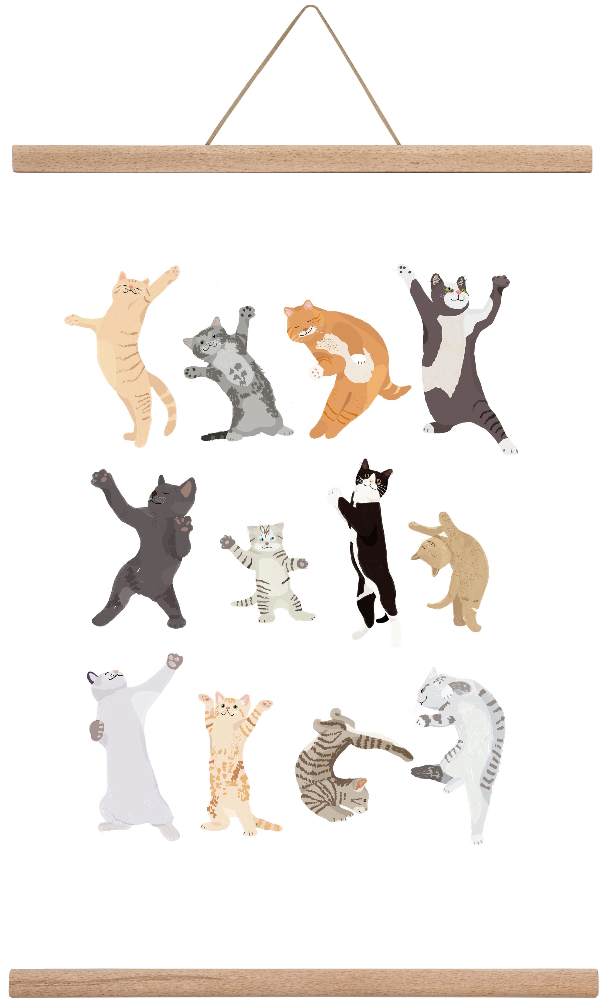 Dancing Cats, 40x60 cm (40x60 cm), Tölgy akasztó