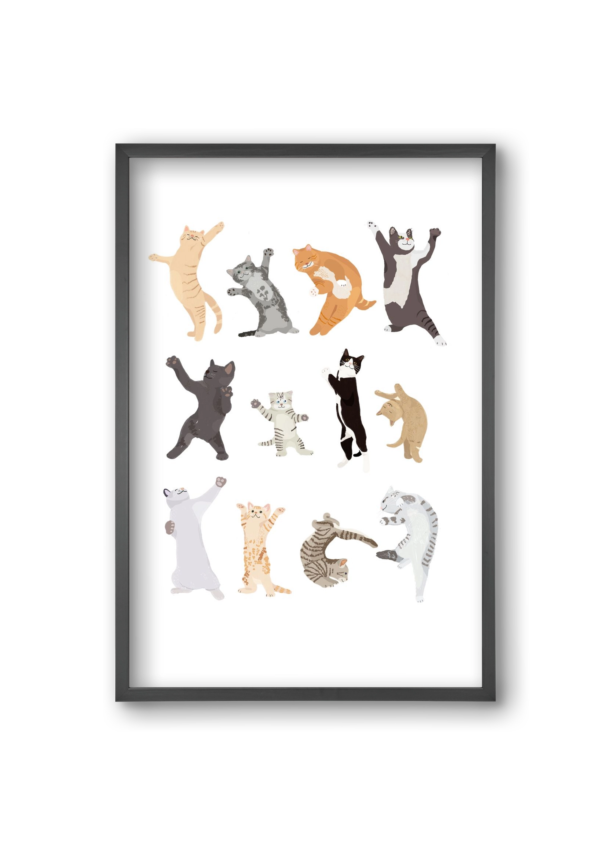 Dancing Cats, 20x30 cm (20x30 cm), Fekete keret