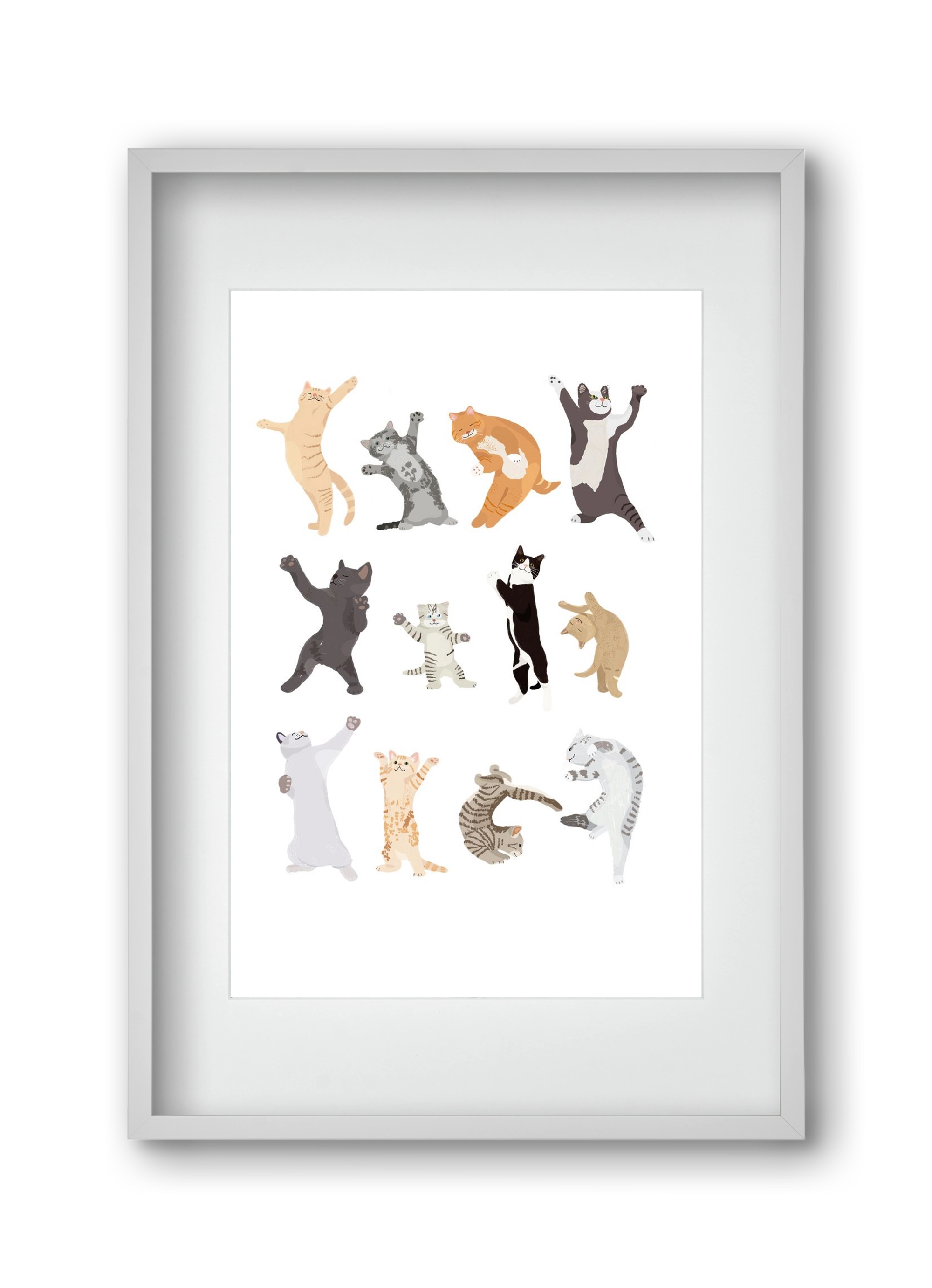 Dancing Cats, 30x45 cm (20x30 cm), Fehér keret, paszpartuval