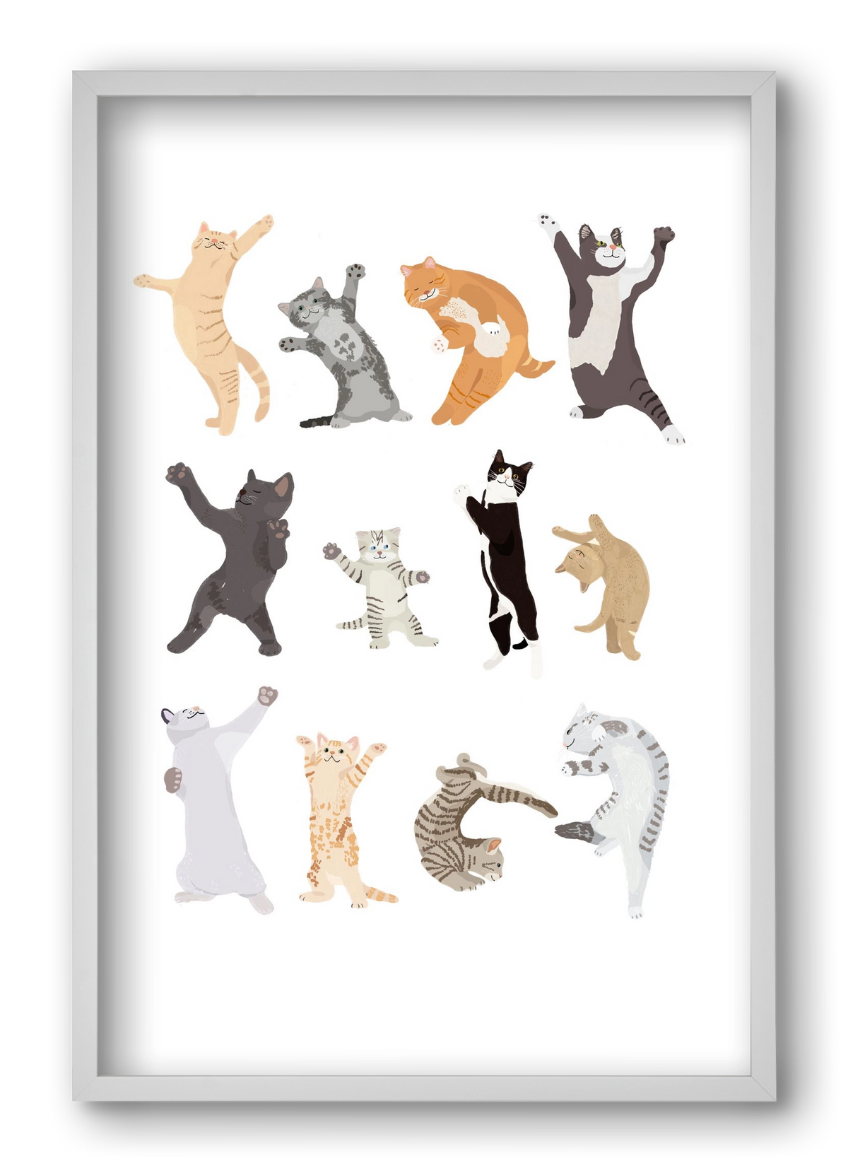 Dancing Cats, 40x60 cm (40x60 cm), Fehér keret