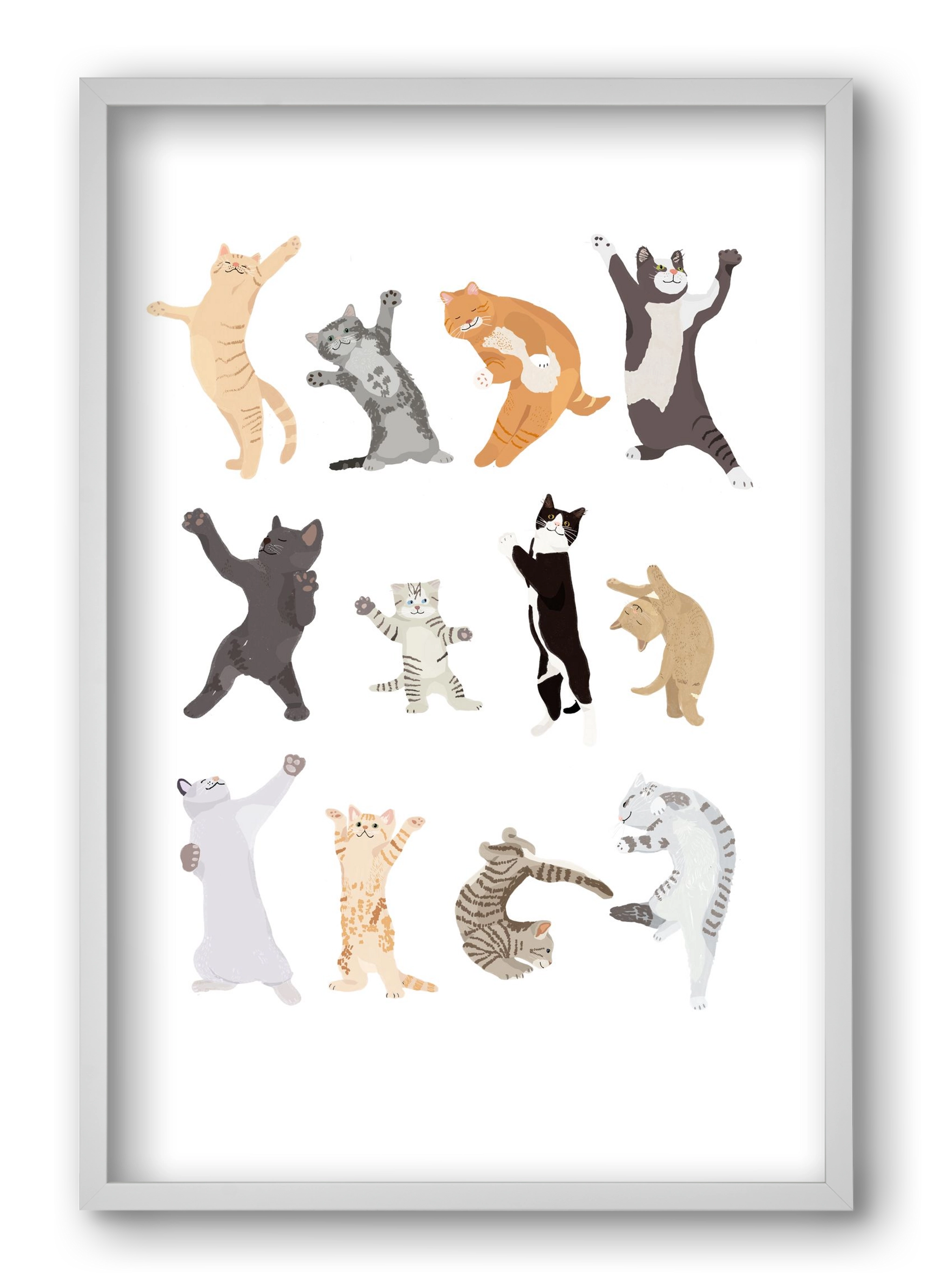 Dancing Cats, 40x60 cm (40x60 cm), Fehér keret