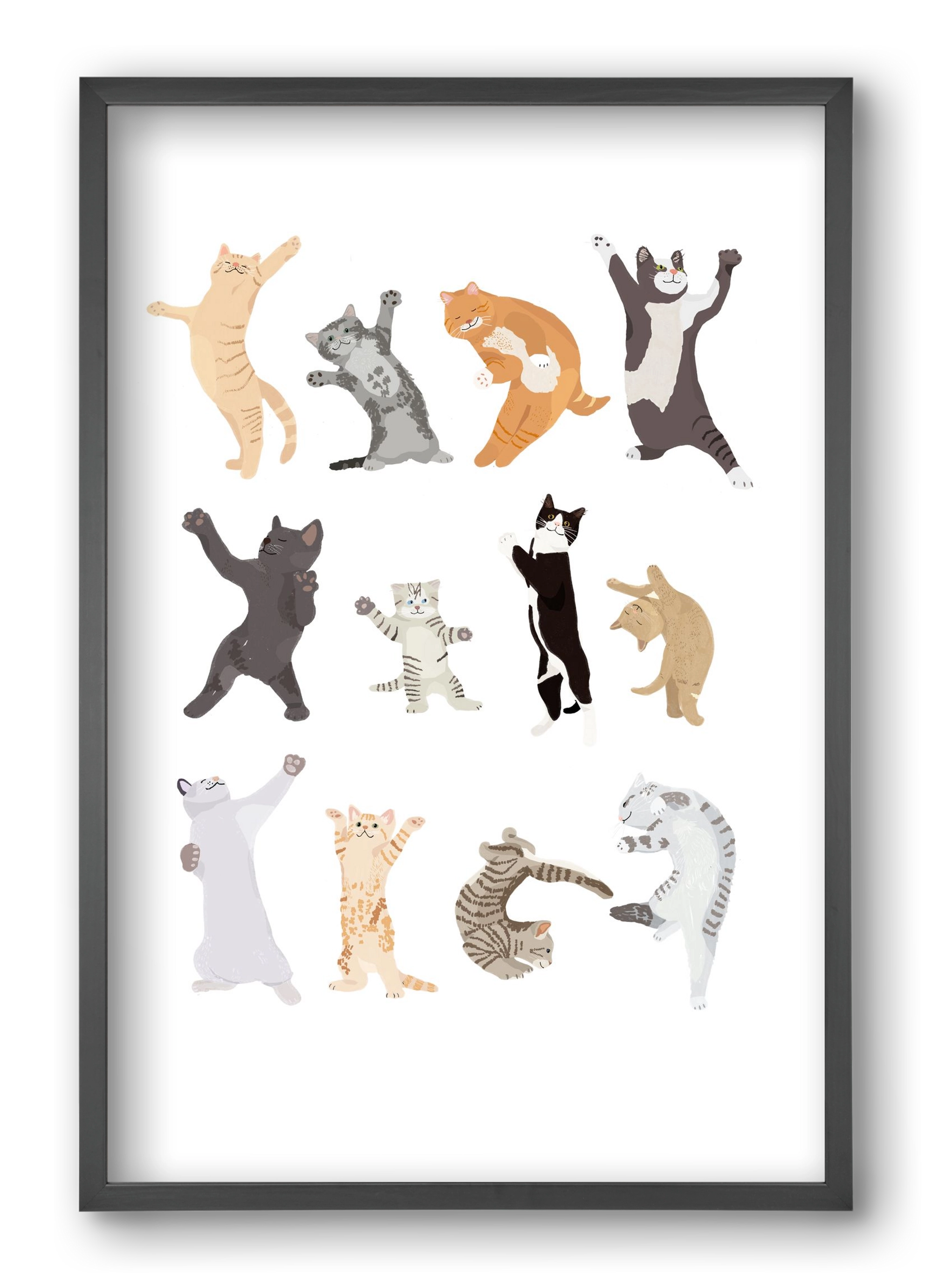 Dancing Cats, 40x60 cm (40x60 cm), Fekete keret