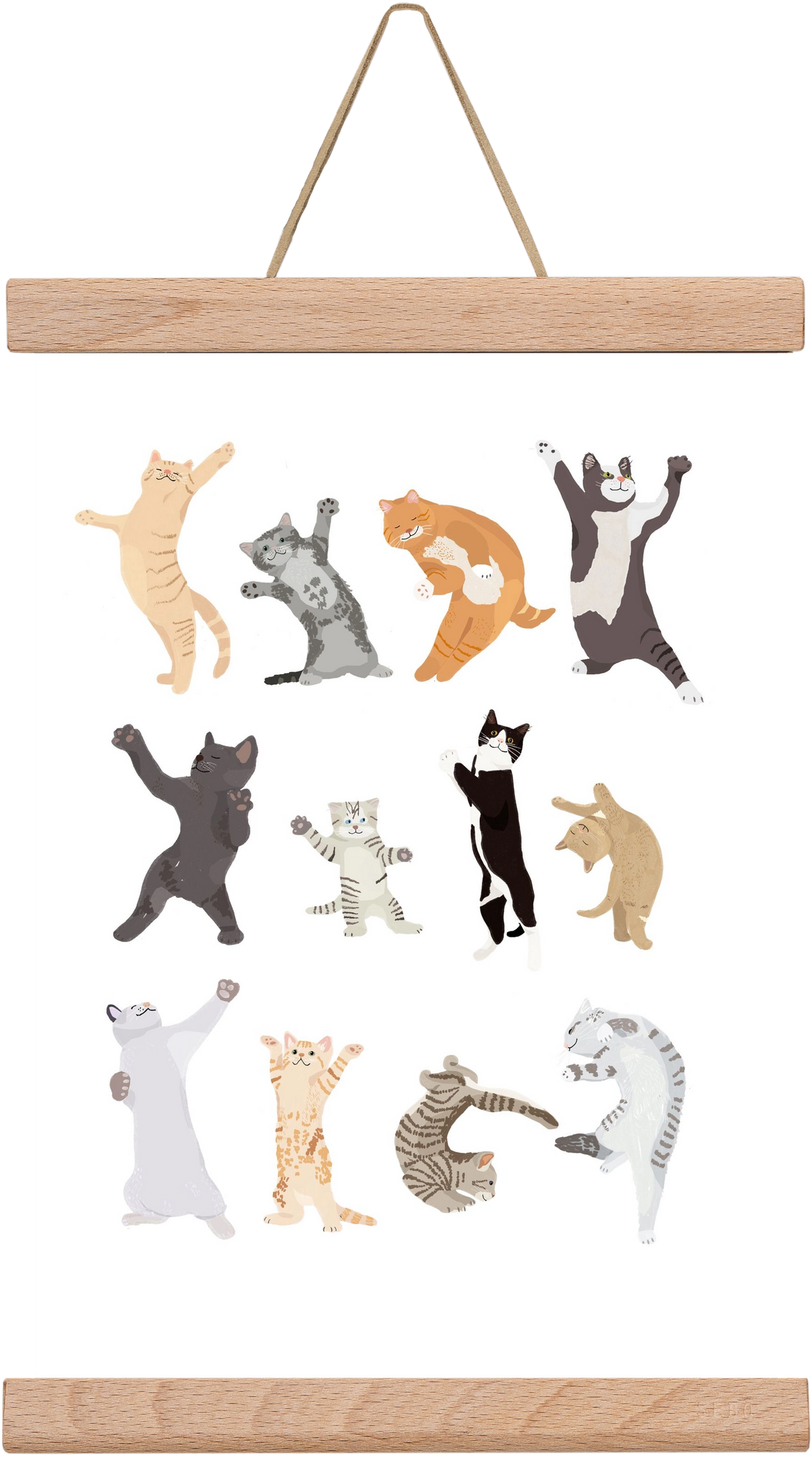 Dancing Cats, 20x30 cm (20x30 cm), Tölgy akasztó