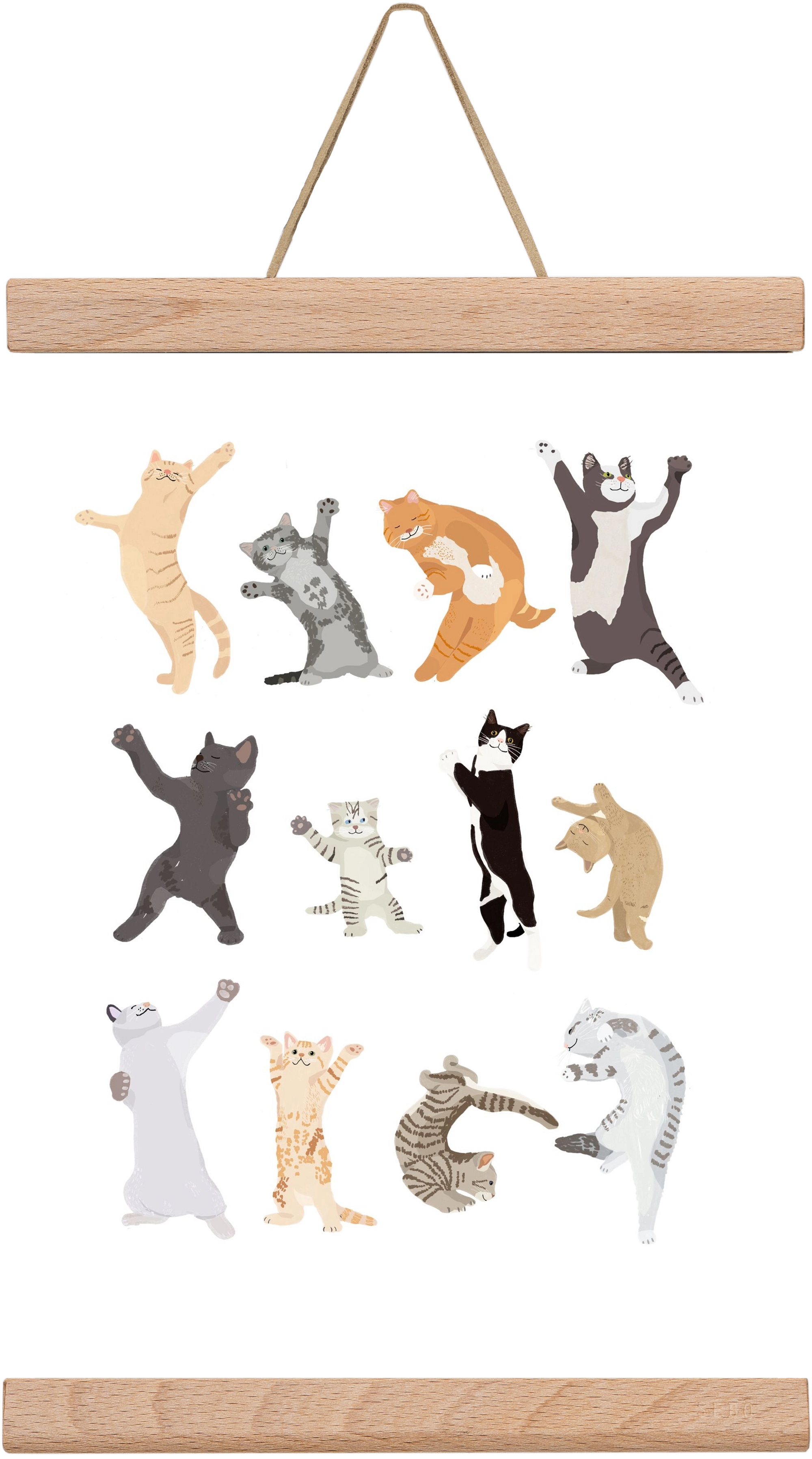 Dancing Cats, 20x30 cm (20x30 cm), Tölgy akasztó