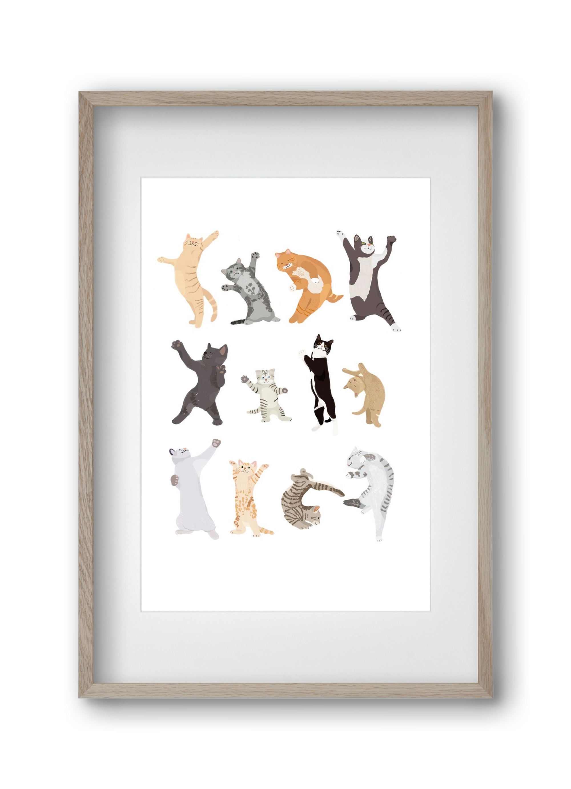 Dancing Cats, 30x45 cm (20x30 cm), Tölgy keret, paszpartuval