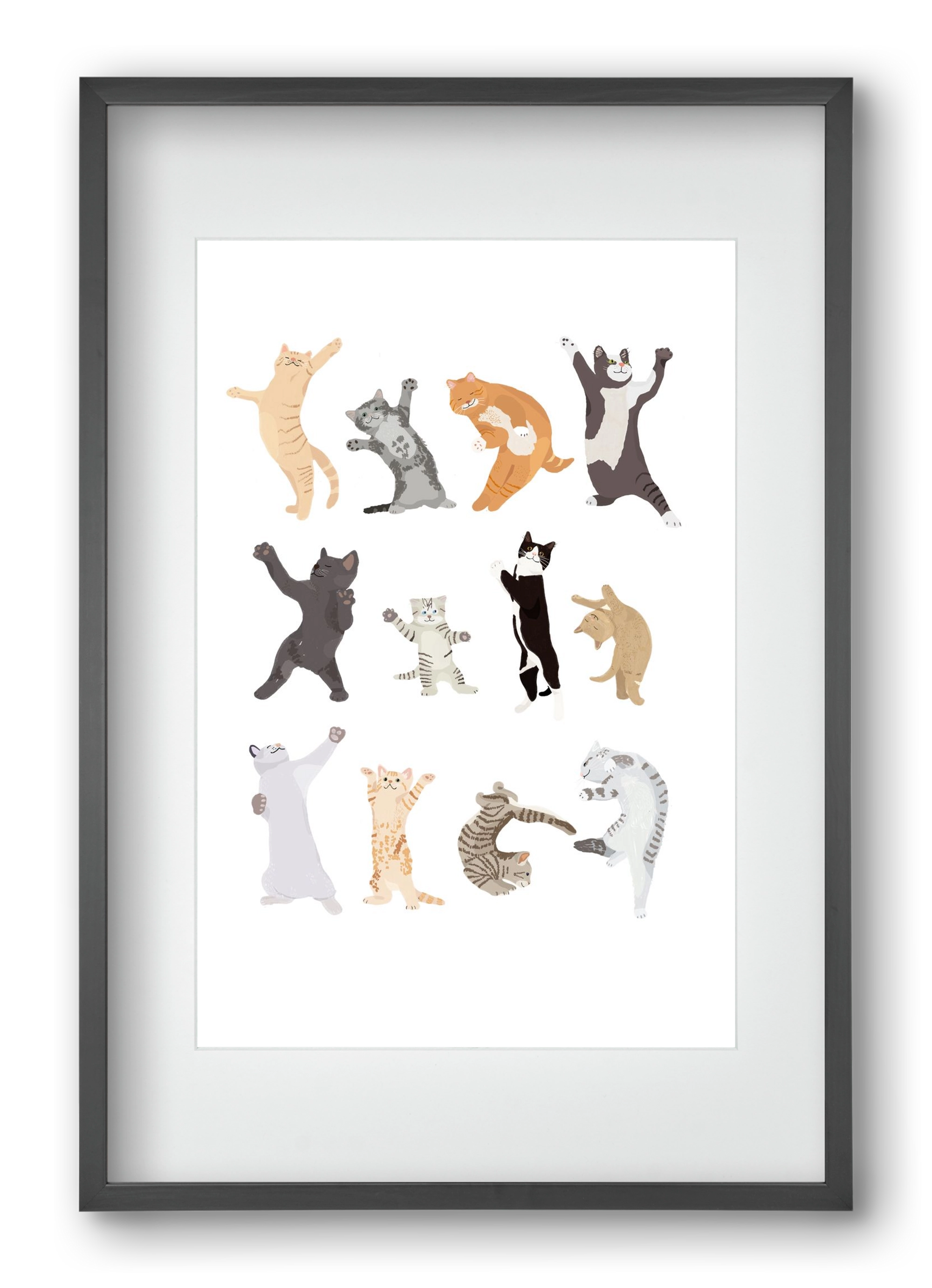 Dancing Cats, 40x60 cm (30x45 cm), Fekete keret, paszpartuval