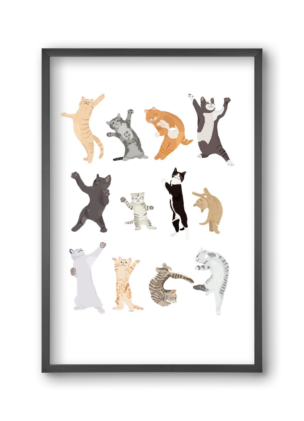 Dancing Cats, 30x45 cm (30x45 cm), Fekete keret