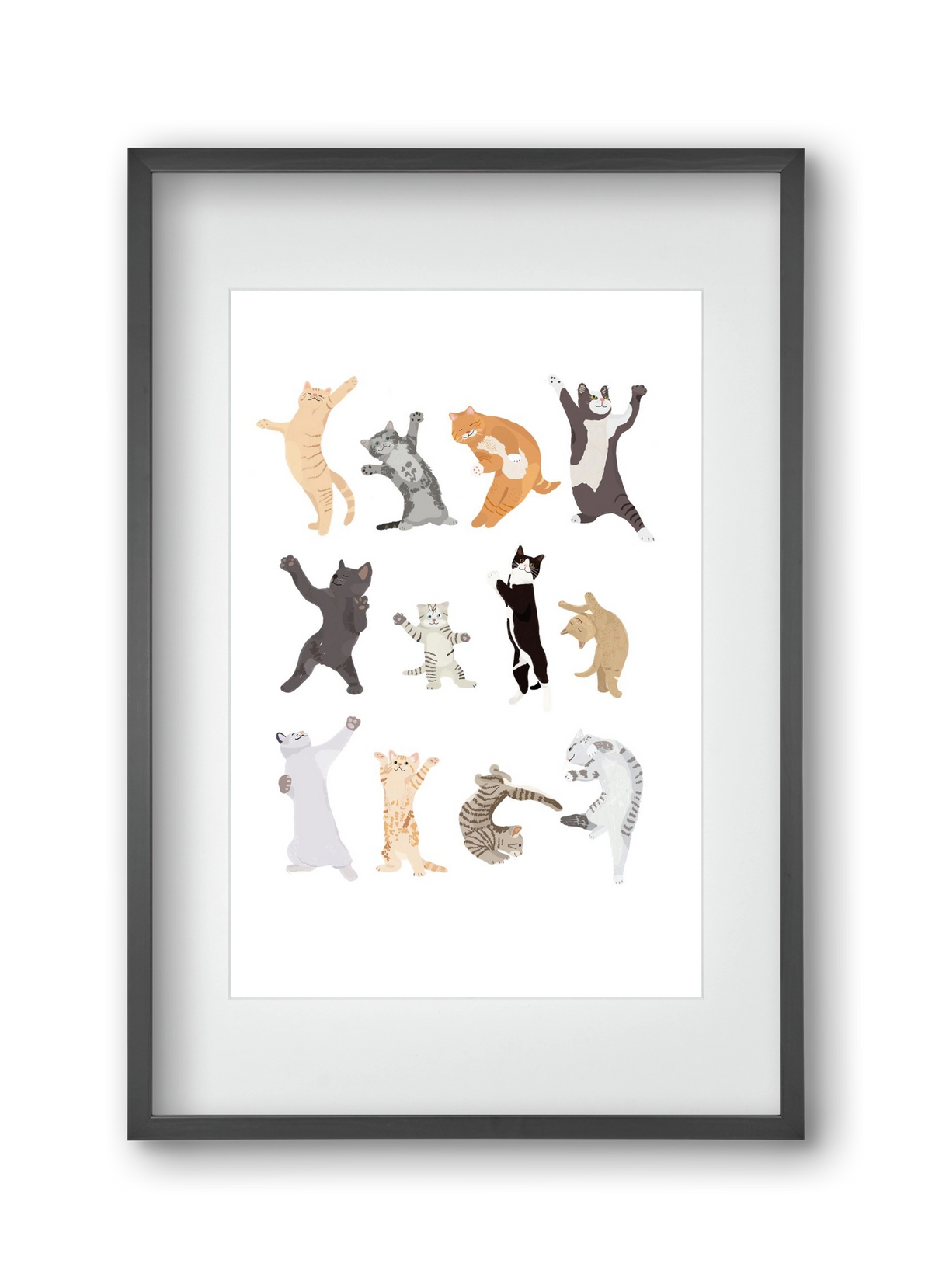 Dancing Cats, 30x45 cm (20x30 cm), Fekete keret, paszpartuval