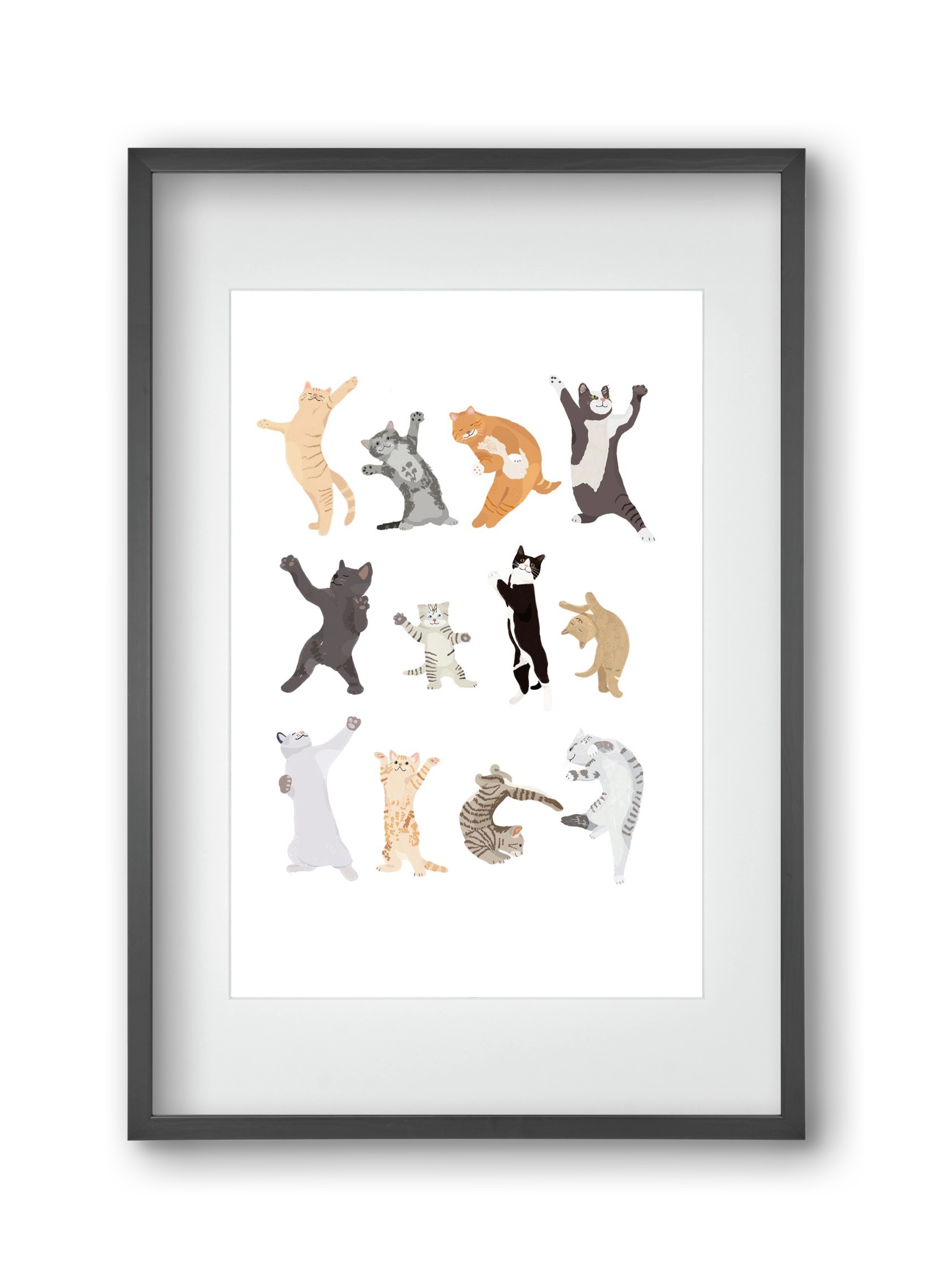 Dancing Cats, 30x45 cm (20x30 cm), Fekete keret, paszpartuval