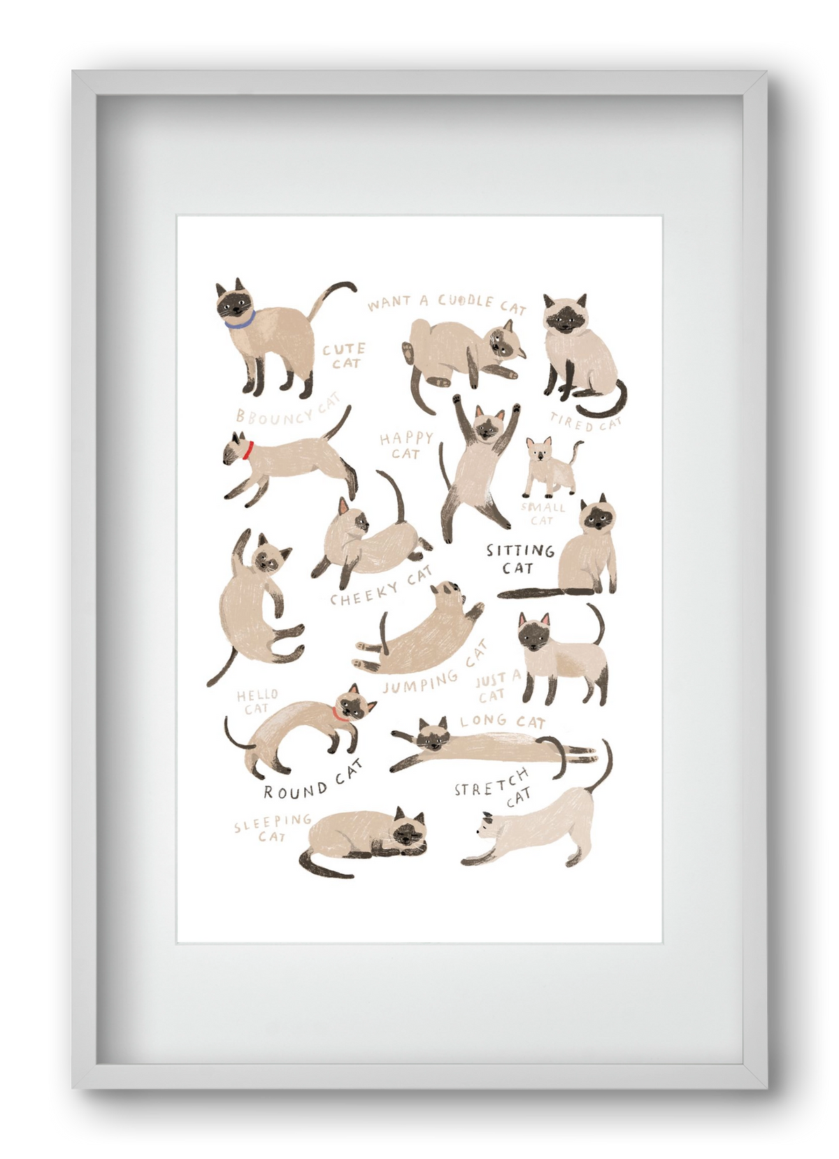 Siamese Cats, 40x60 cm (30x45 cm), Fehér keret, paszpartuval