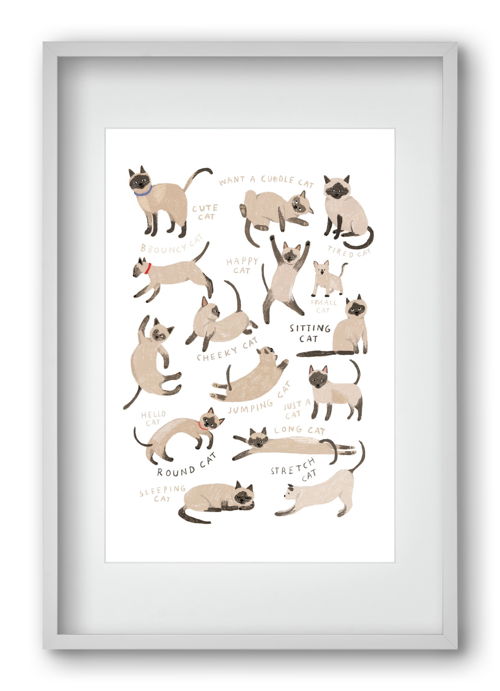 Siamese Cats, 40x60 cm (30x45 cm), Fehér keret, paszpartuval