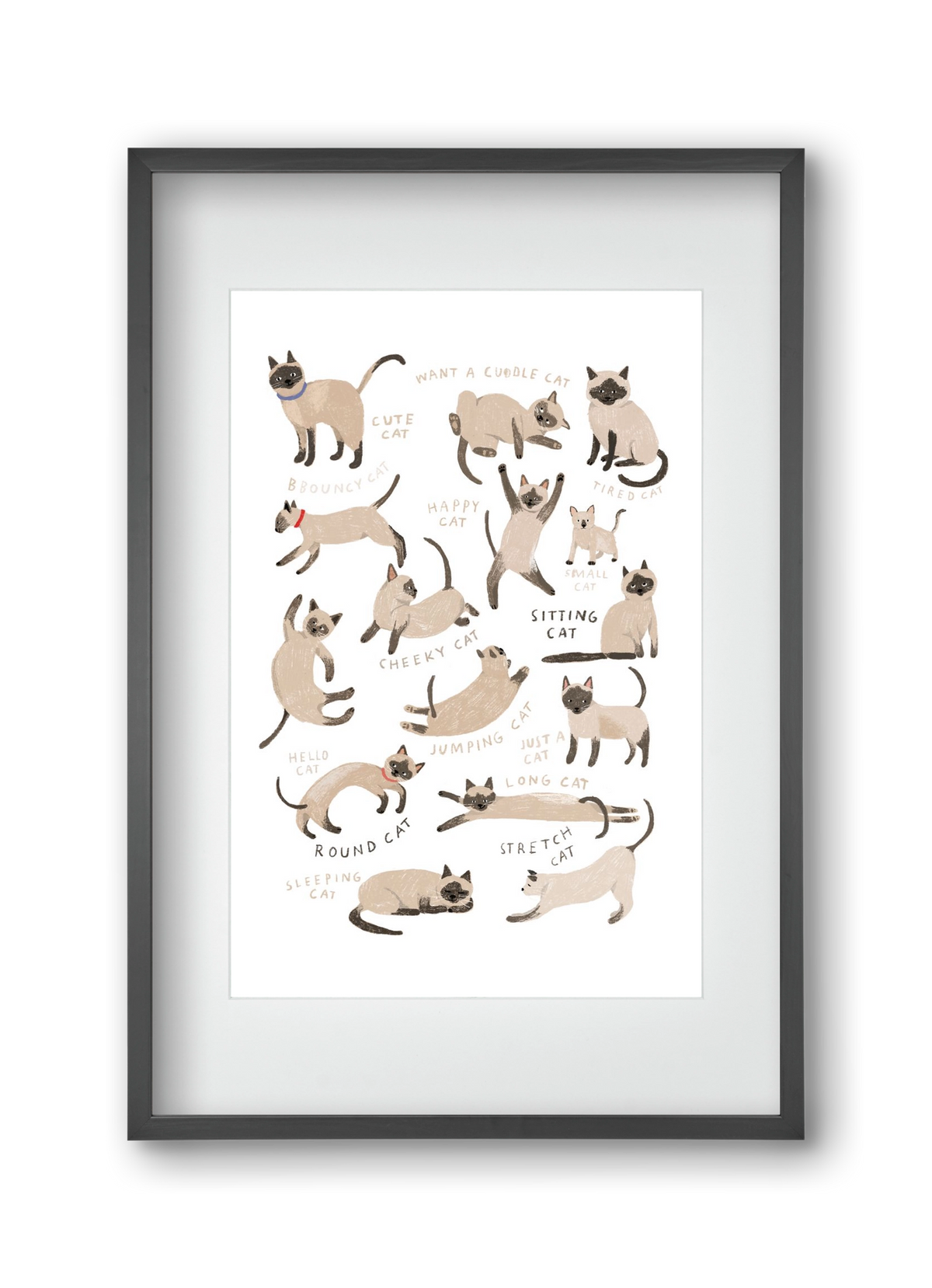 Siamese Cats, 30x45 cm (20x30 cm), Fekete keret, paszpartuval