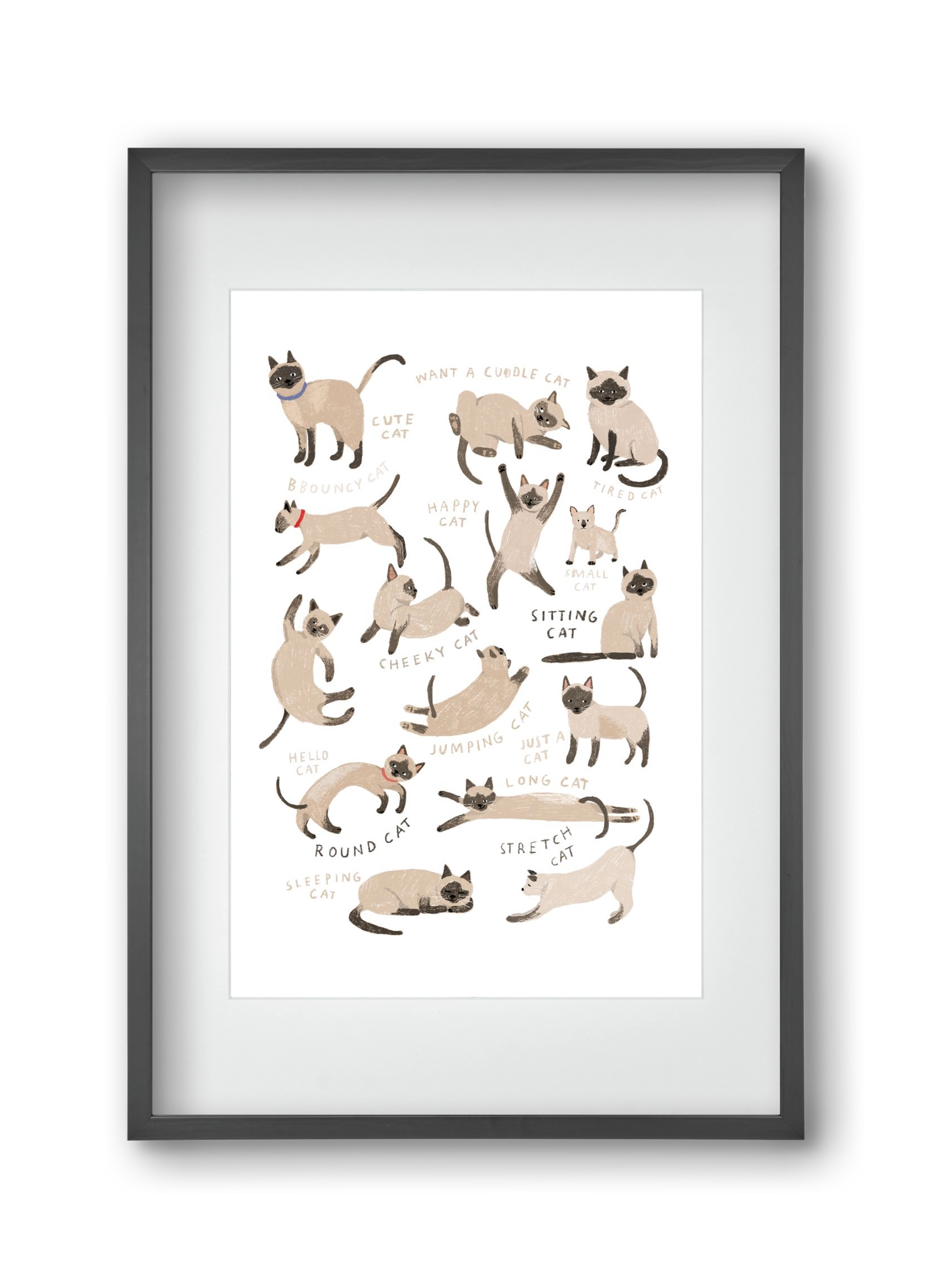 Siamese Cats, 30x45 cm (20x30 cm), Fekete keret, paszpartuval