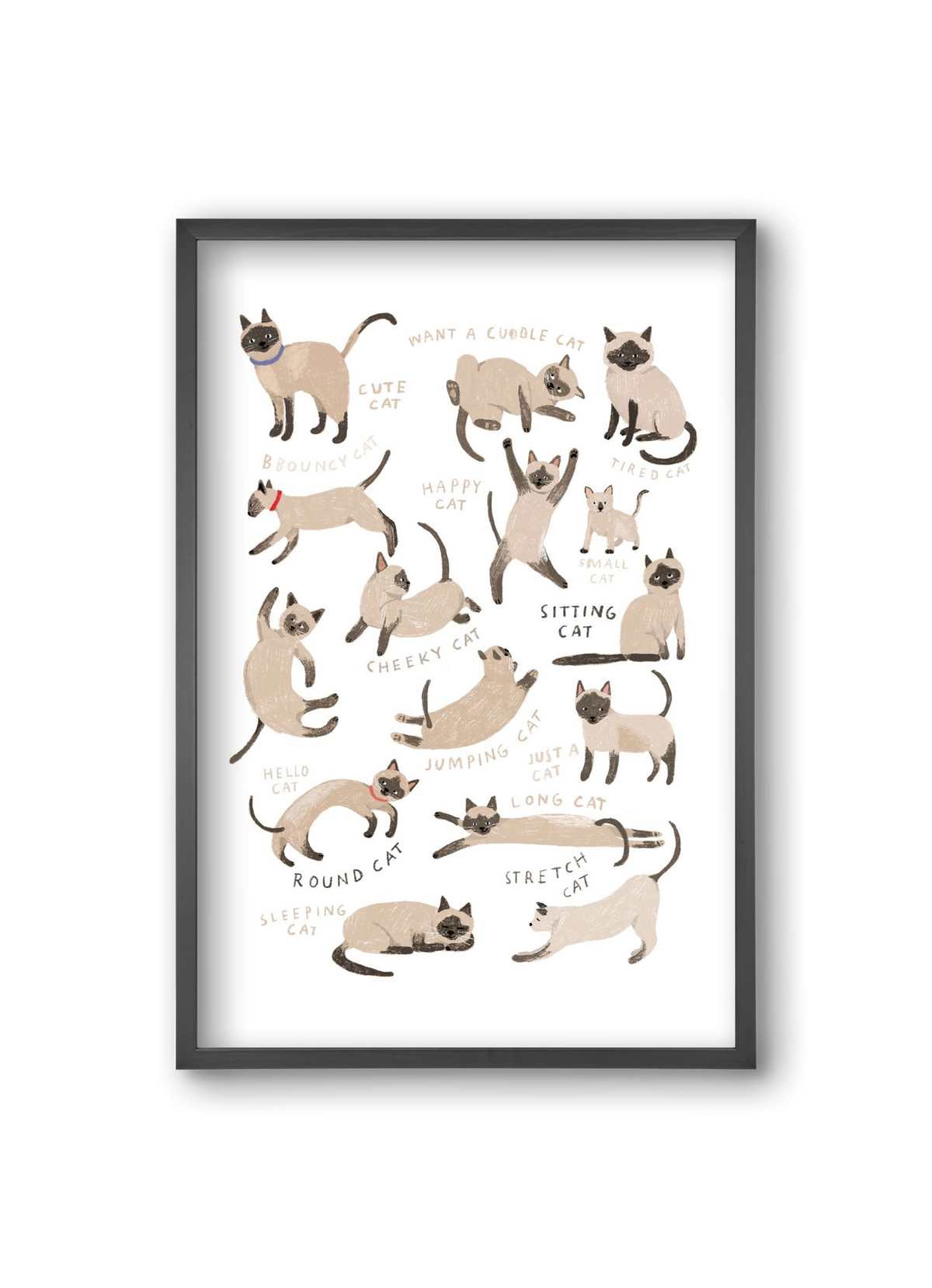 Siamese Cats, 20x30 cm (20x30 cm), Fekete keret