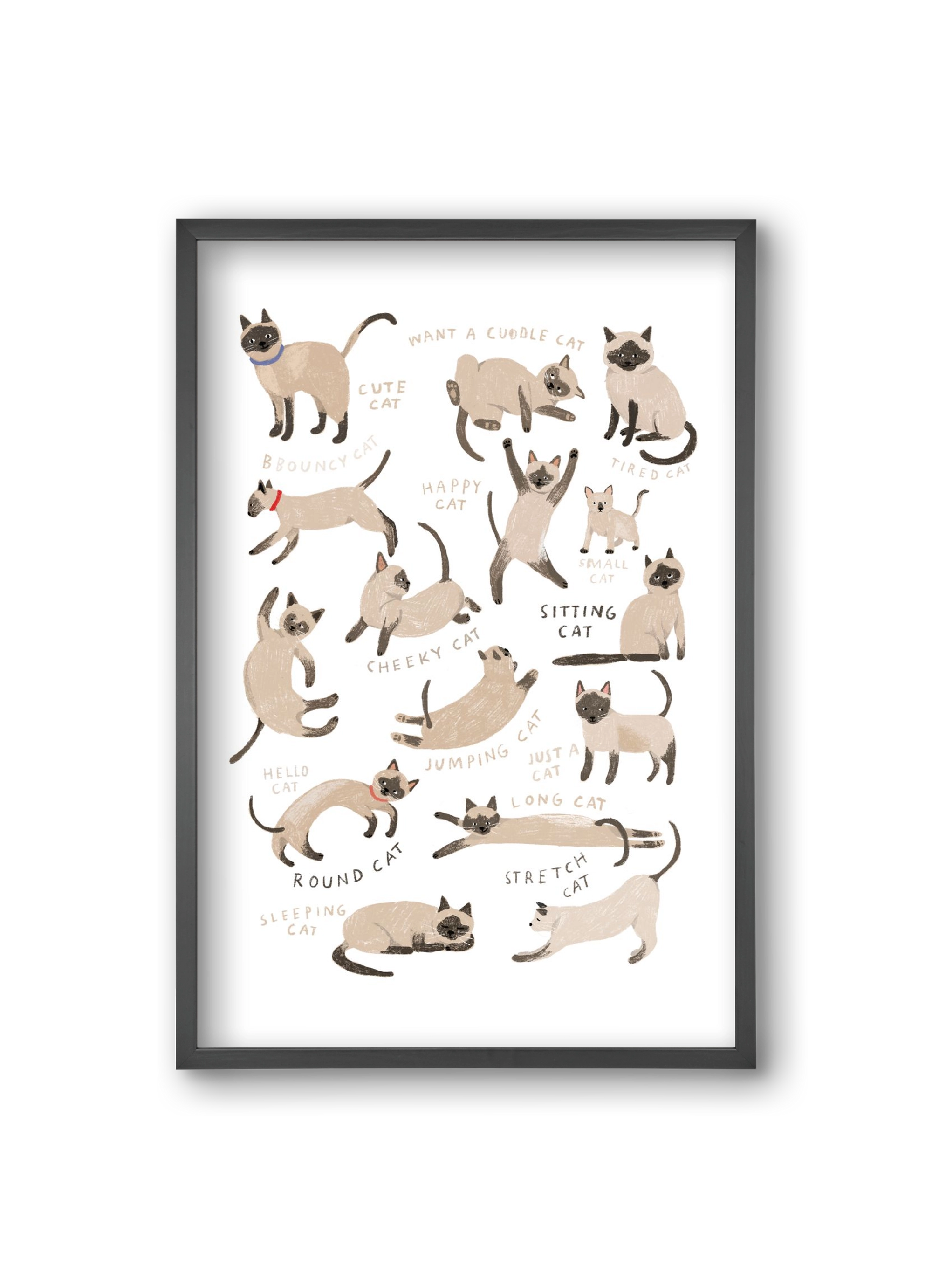 Siamese Cats, 20x30 cm (20x30 cm), Fekete keret