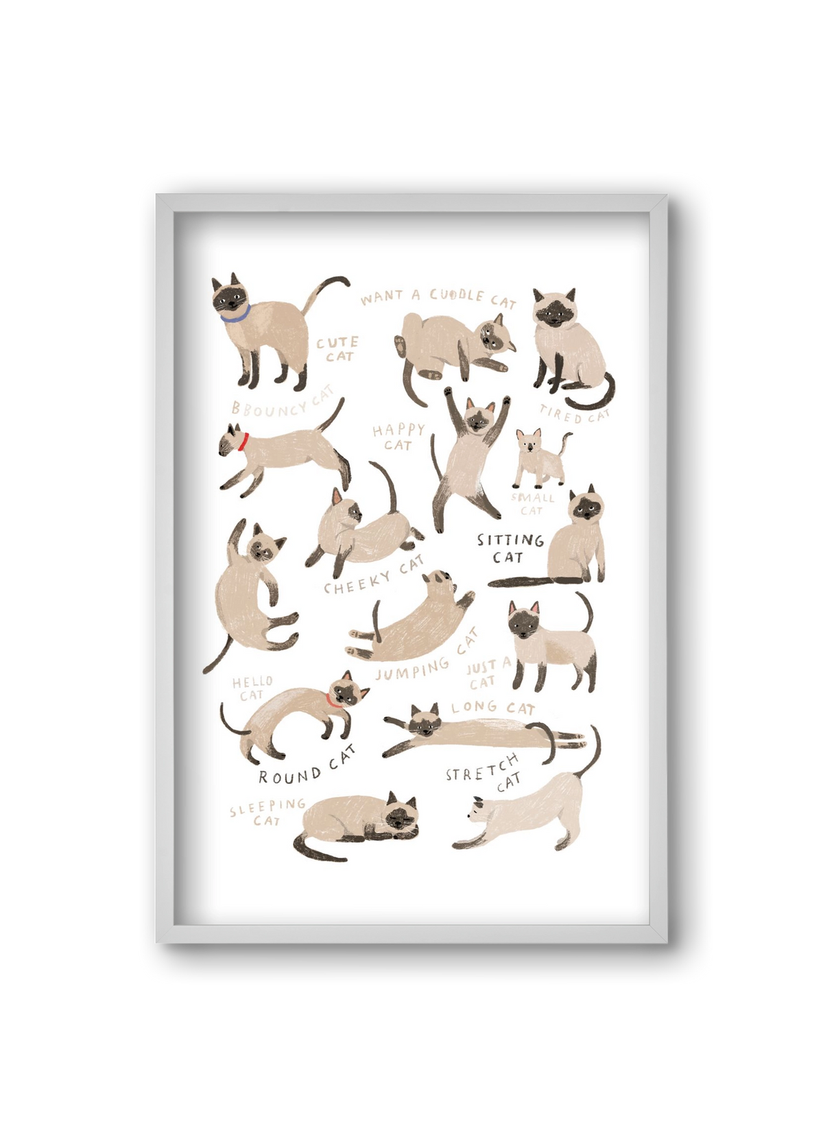 Siamese Cats, 20x30 cm (20x30 cm), Fehér keret