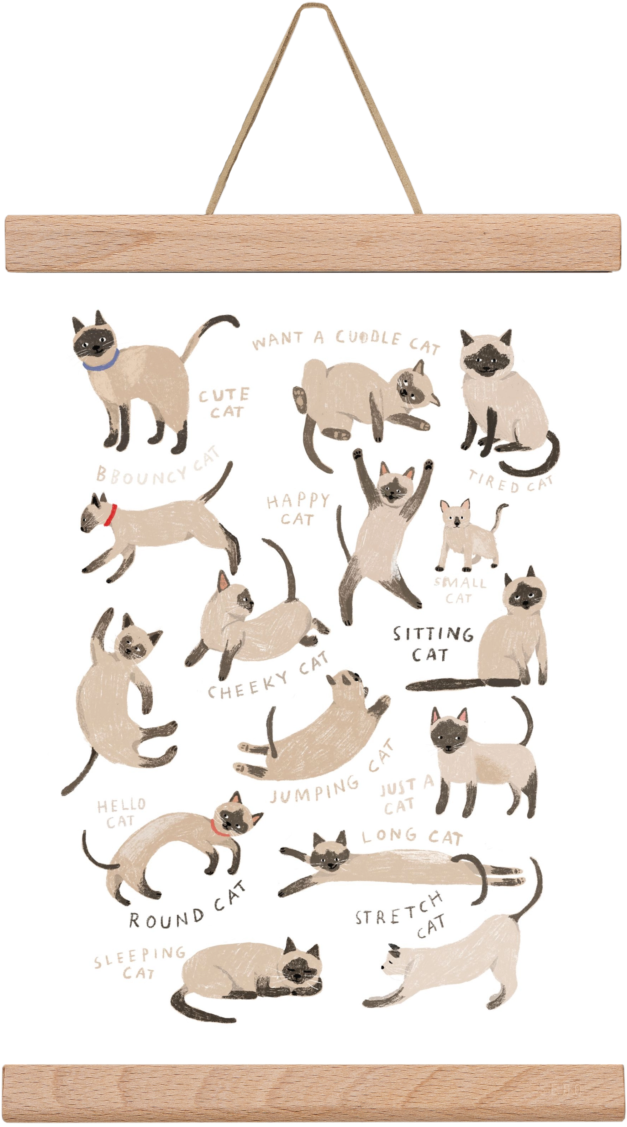 Siamese Cats, 20x30 cm (20x30 cm), Tölgy akasztó