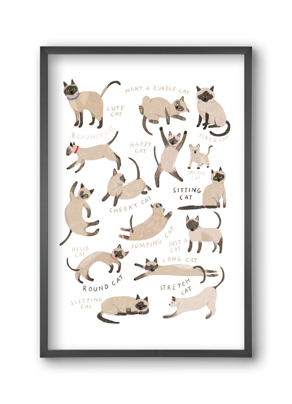 Siamese Cats, 30x45 cm (30x45 cm), Fekete keret