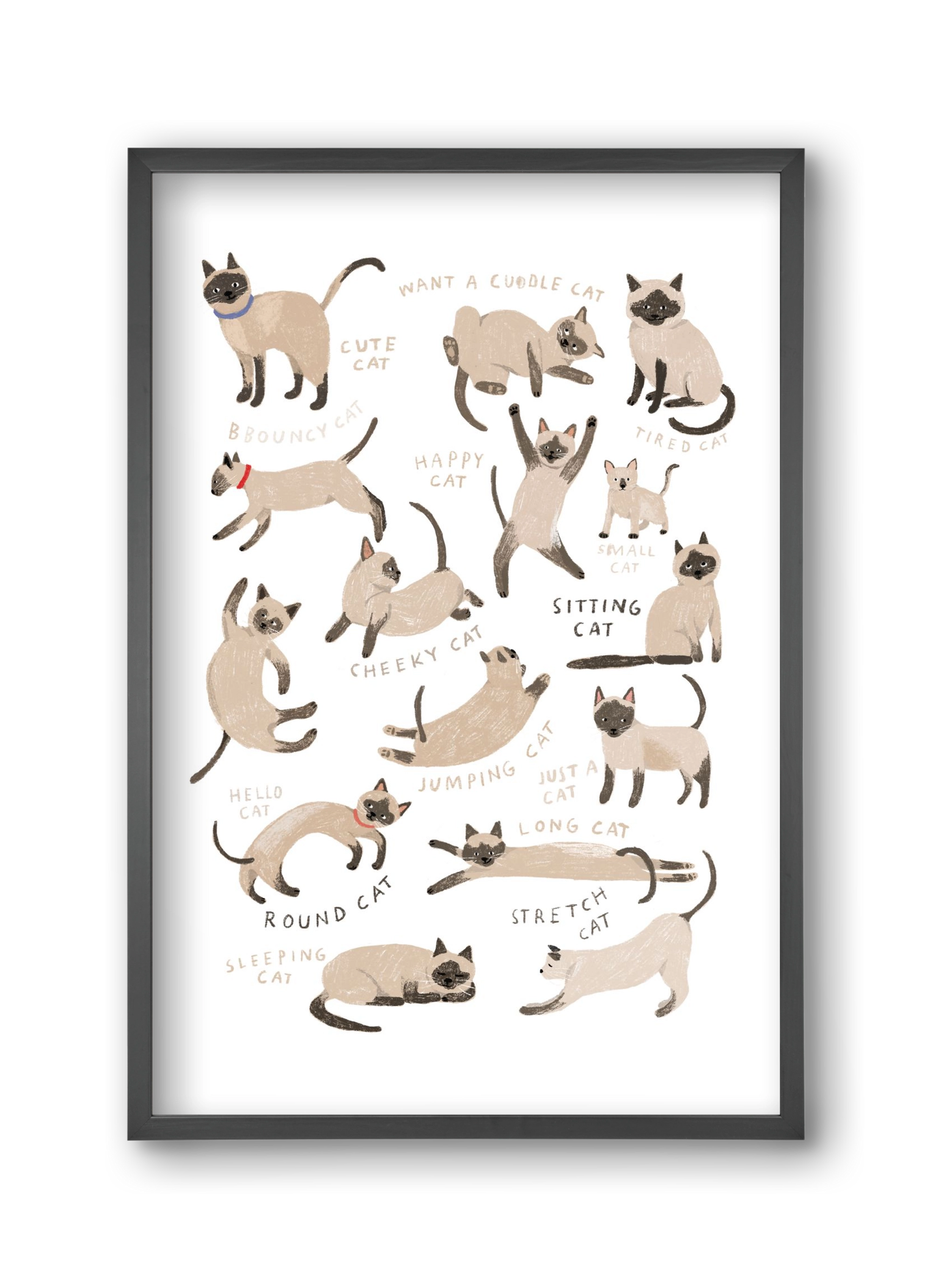 Siamese Cats, 30x45 cm (30x45 cm), Fekete keret