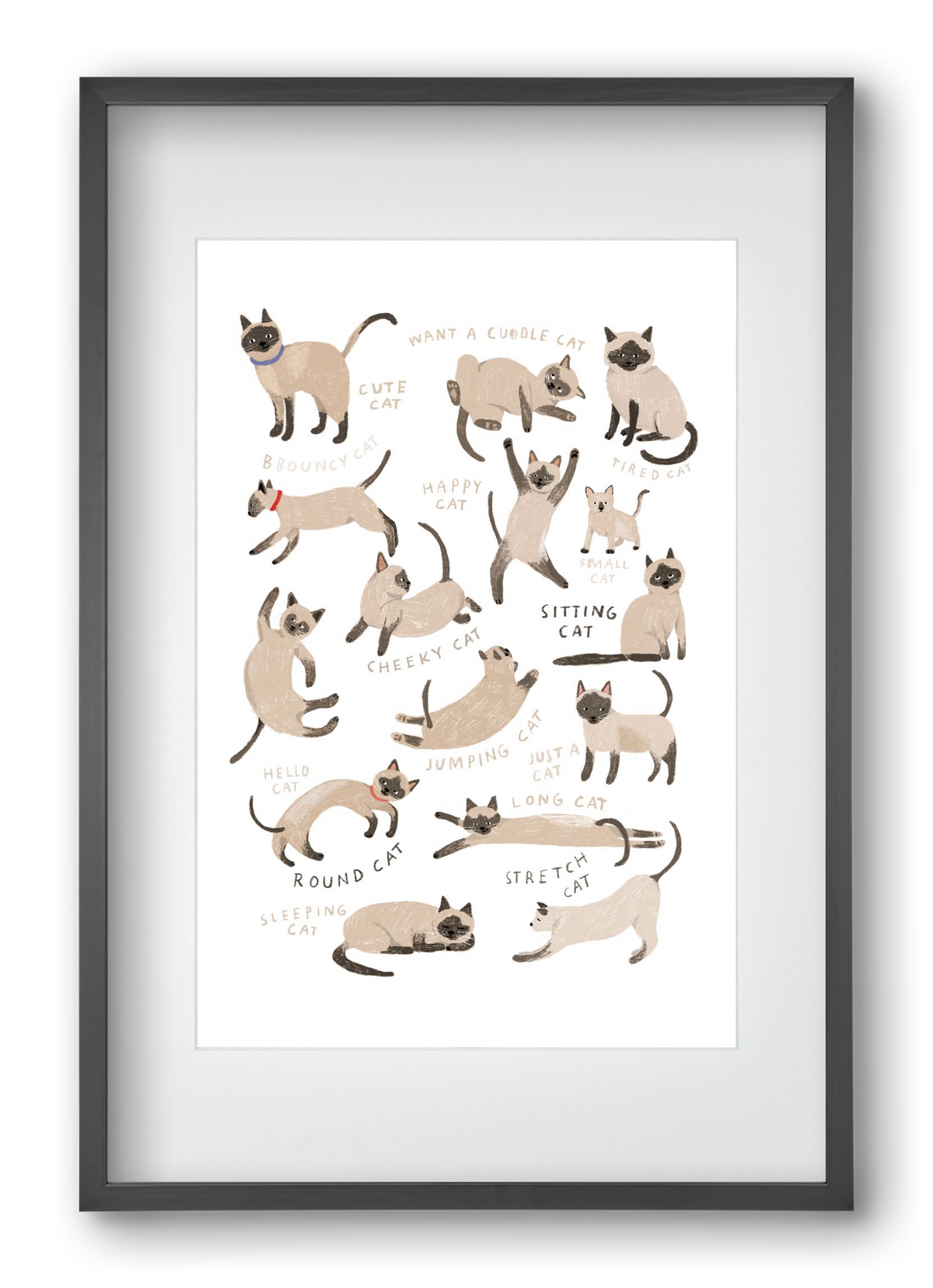 Siamese Cats, 40x60 cm (30x45 cm), Fekete keret, paszpartuval