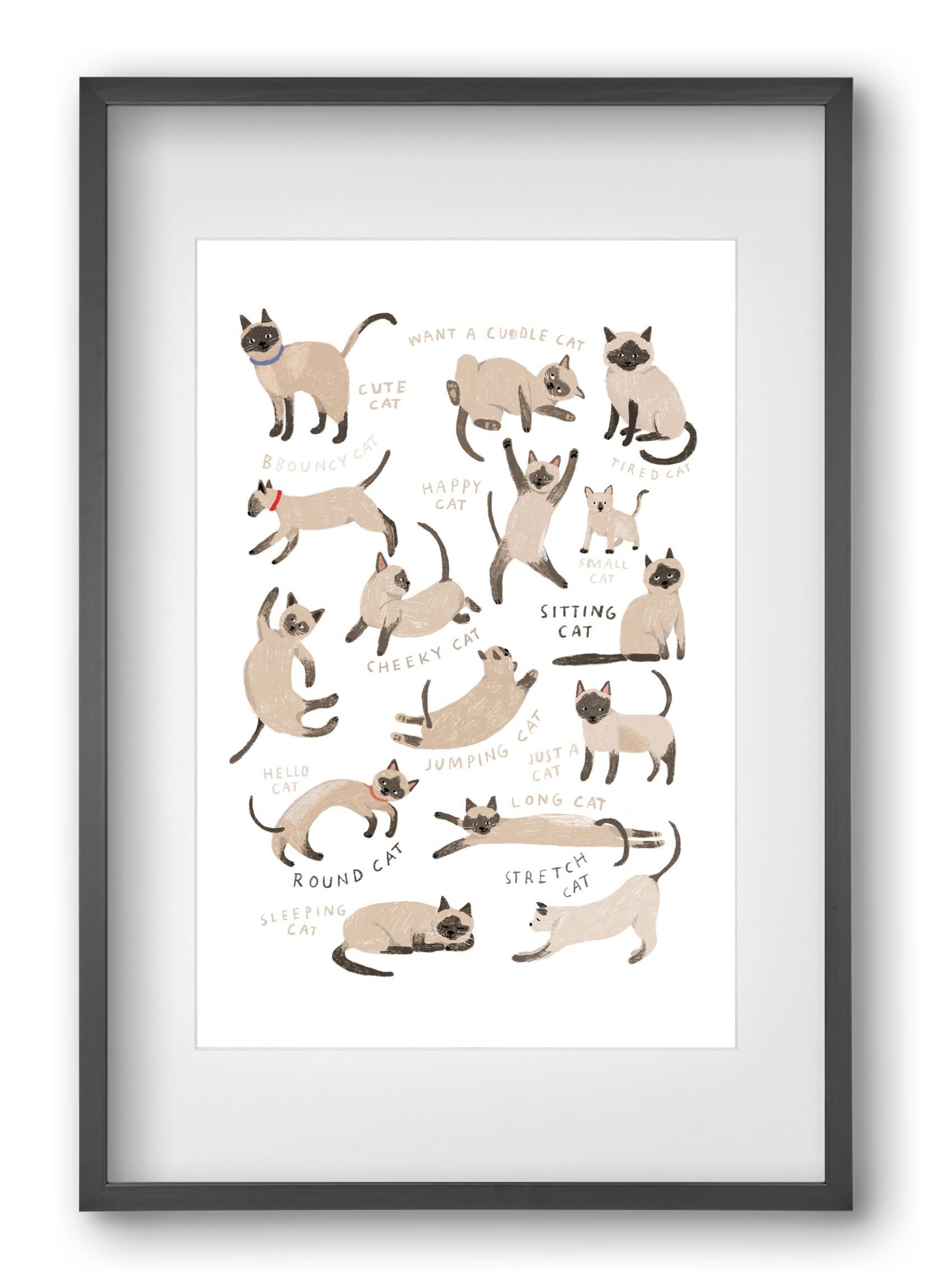 Siamese Cats, 40x60 cm (30x45 cm), Fekete keret, paszpartuval