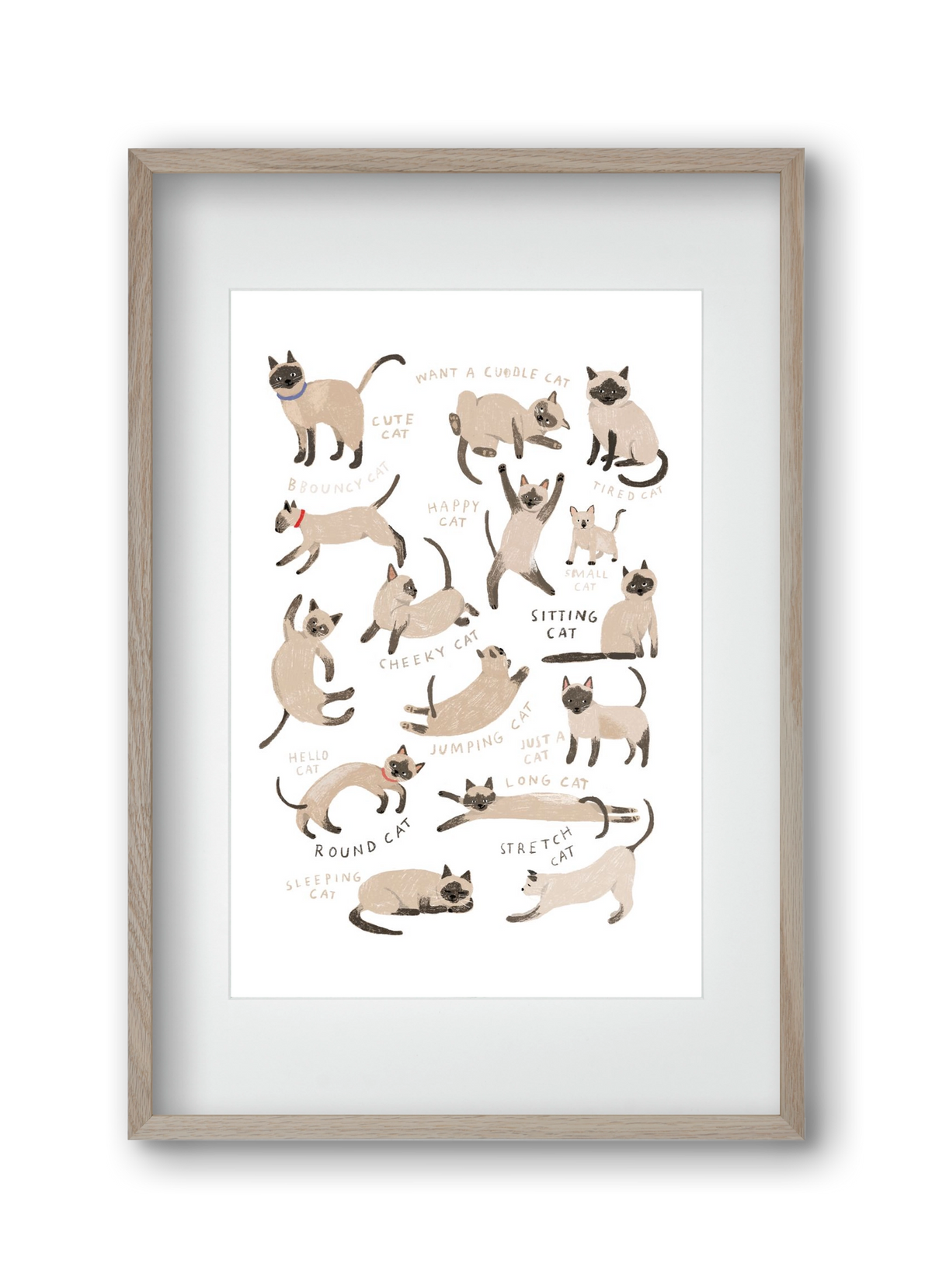 Siamese Cats, 30x45 cm (20x30 cm), Tölgy keret, paszpartuval