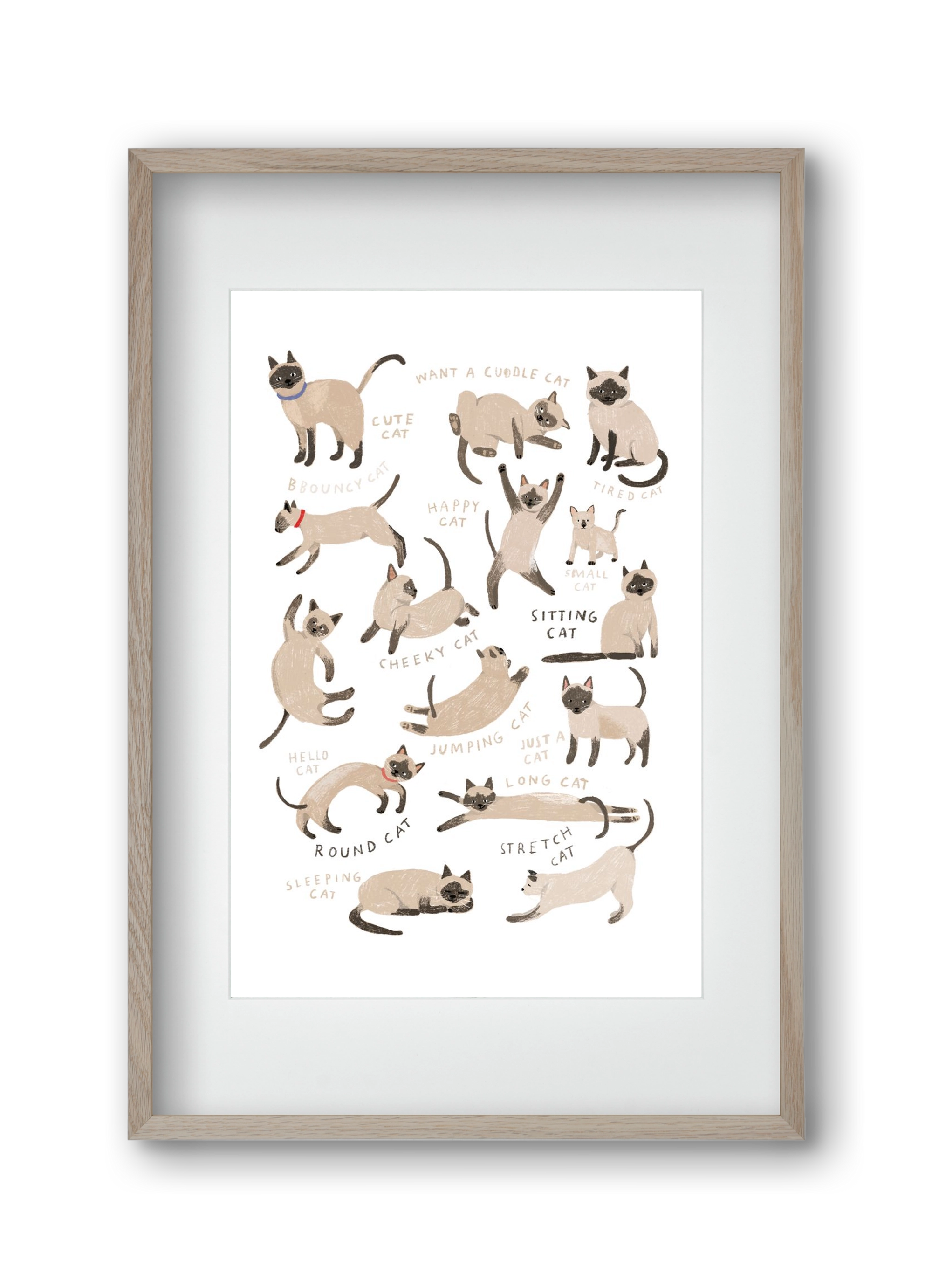 Siamese Cats, 30x45 cm (20x30 cm), Tölgy keret, paszpartuval