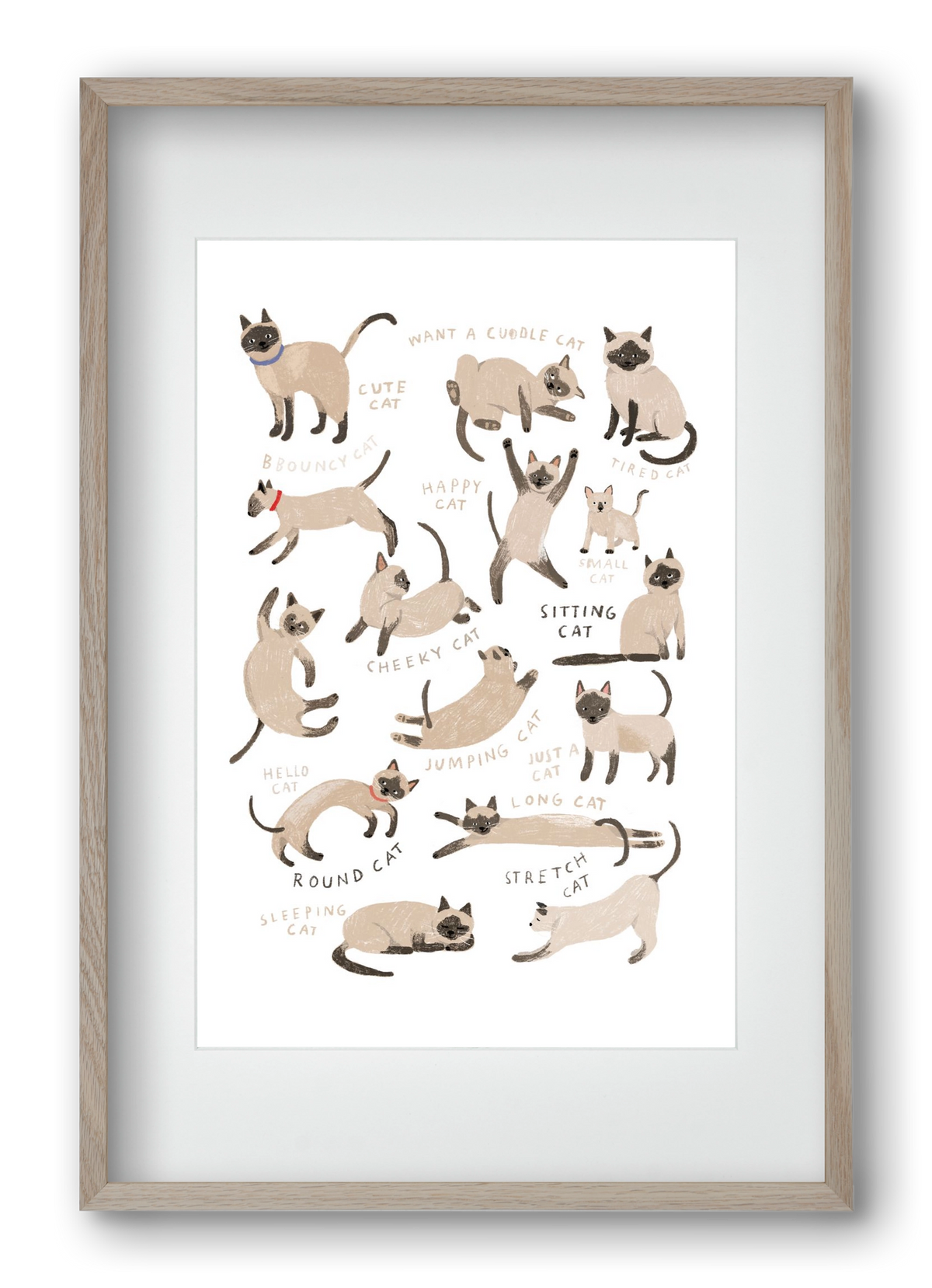 Siamese Cats, 40x60 cm (30x45 cm), Tölgy keret, paszpartuval