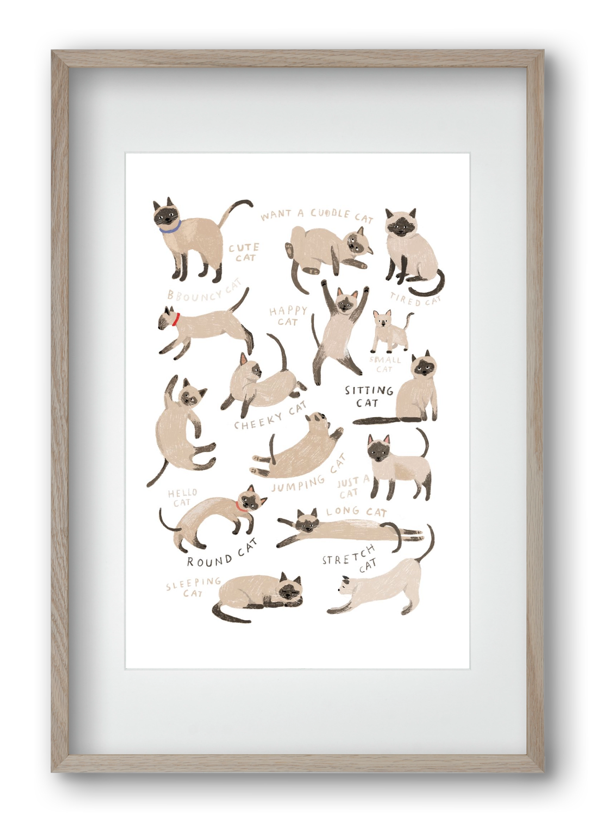 Siamese Cats, 40x60 cm (30x45 cm), Tölgy keret, paszpartuval