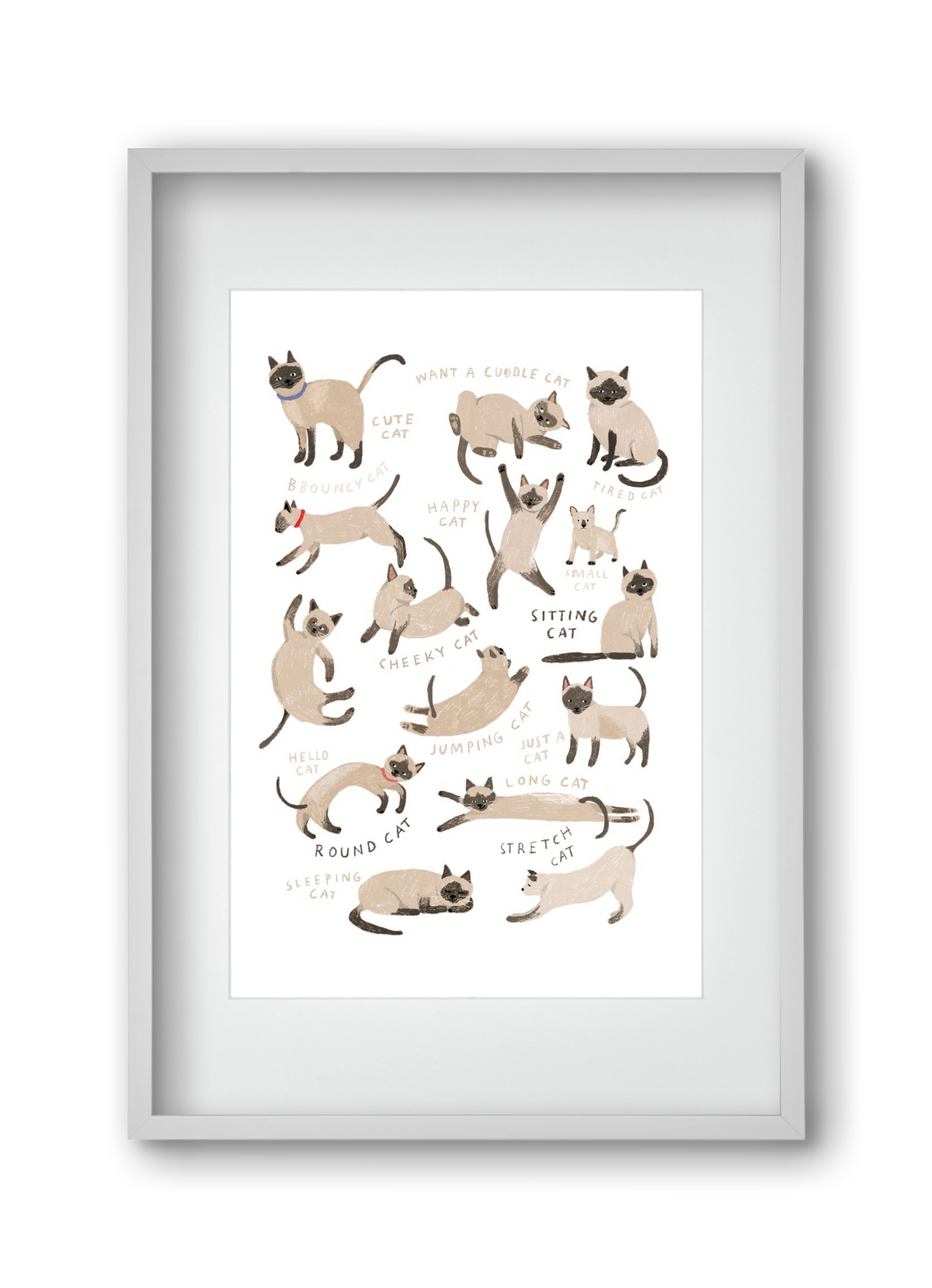 Siamese Cats, 30x45 cm (20x30 cm), Fehér keret, paszpartuval