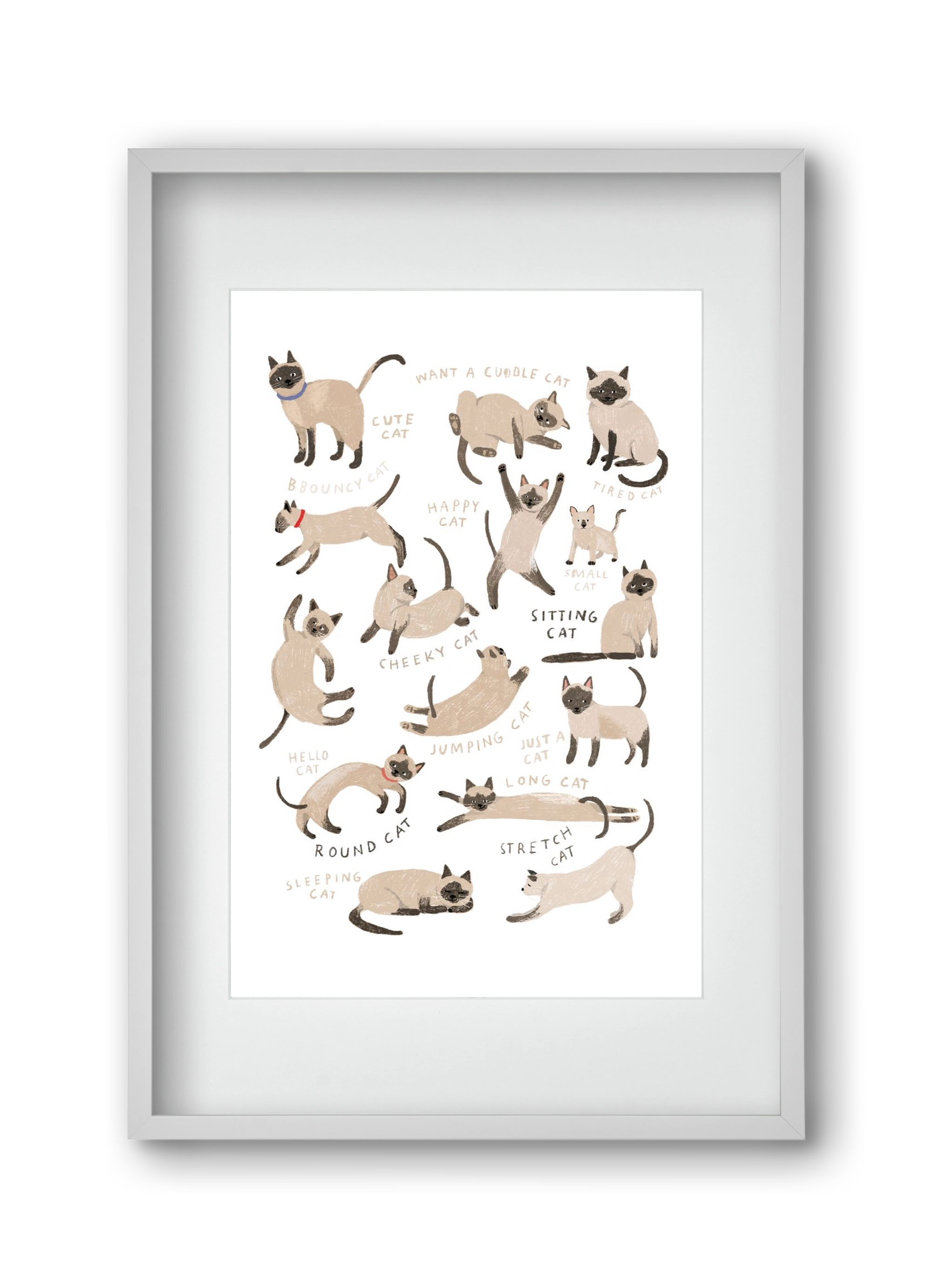 Siamese Cats, 30x45 cm (20x30 cm), Fehér keret, paszpartuval