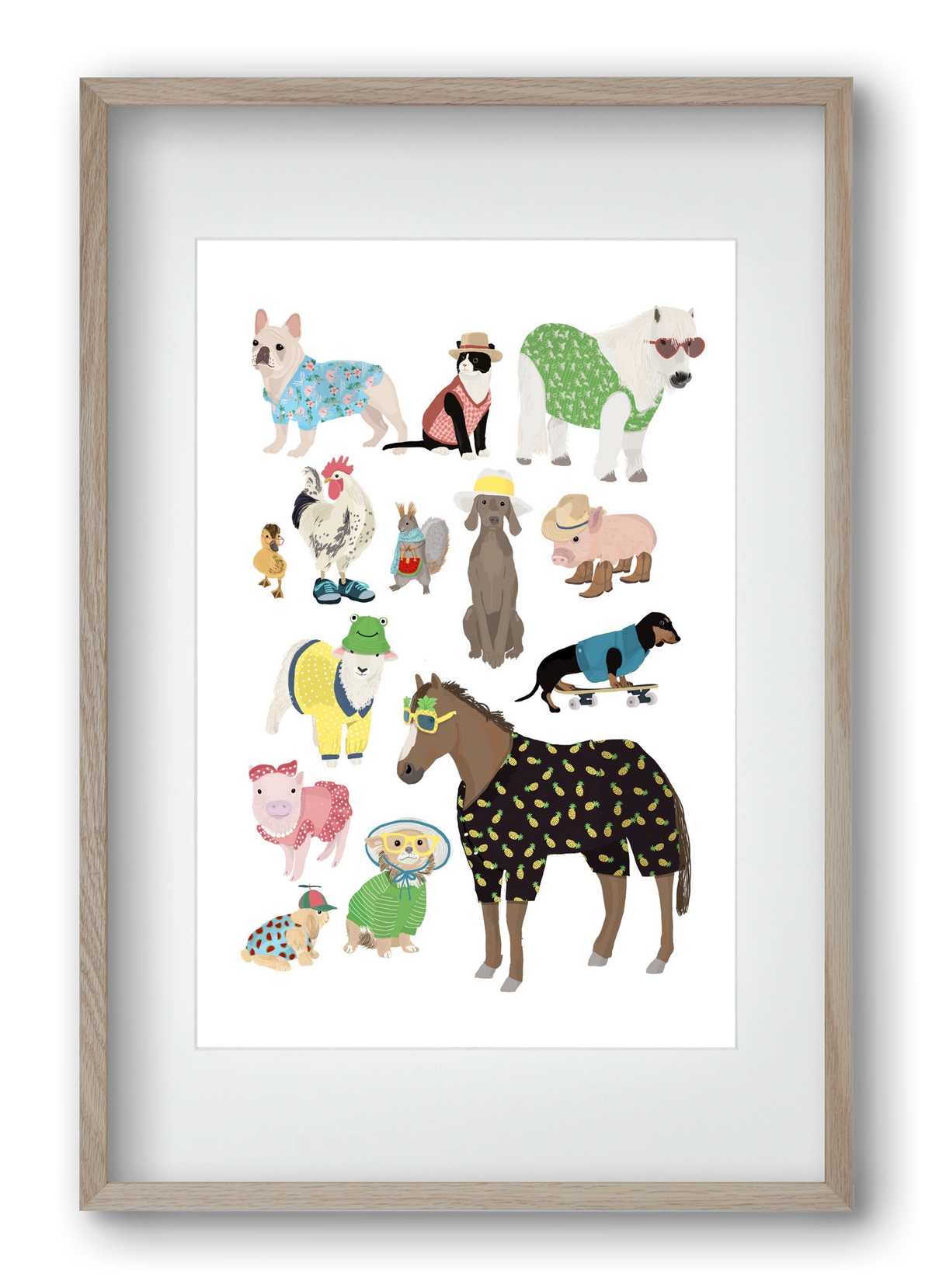 Summer Animals, 40x60 cm (30x45 cm), Tölgy keret, paszpartuval