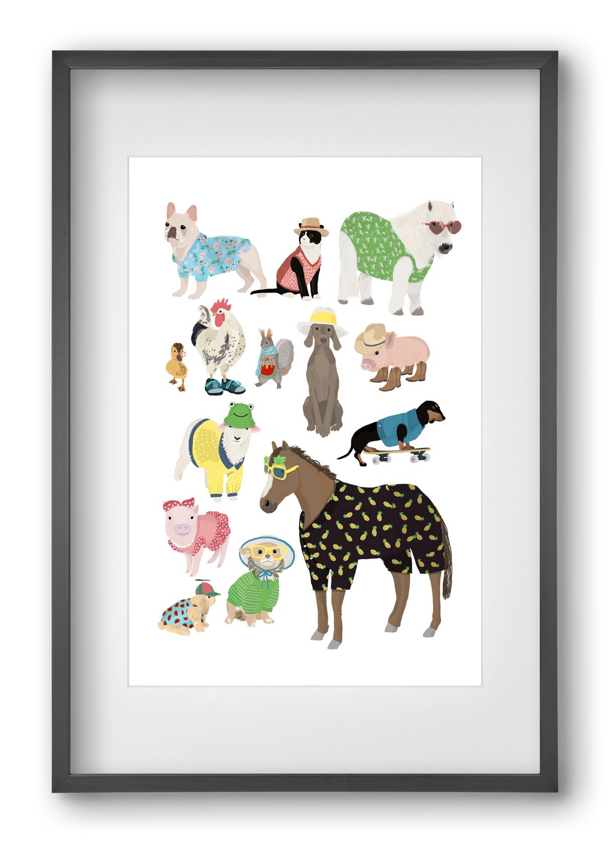 Summer Animals, 40x60 cm (30x45 cm), Fekete keret, paszpartuval