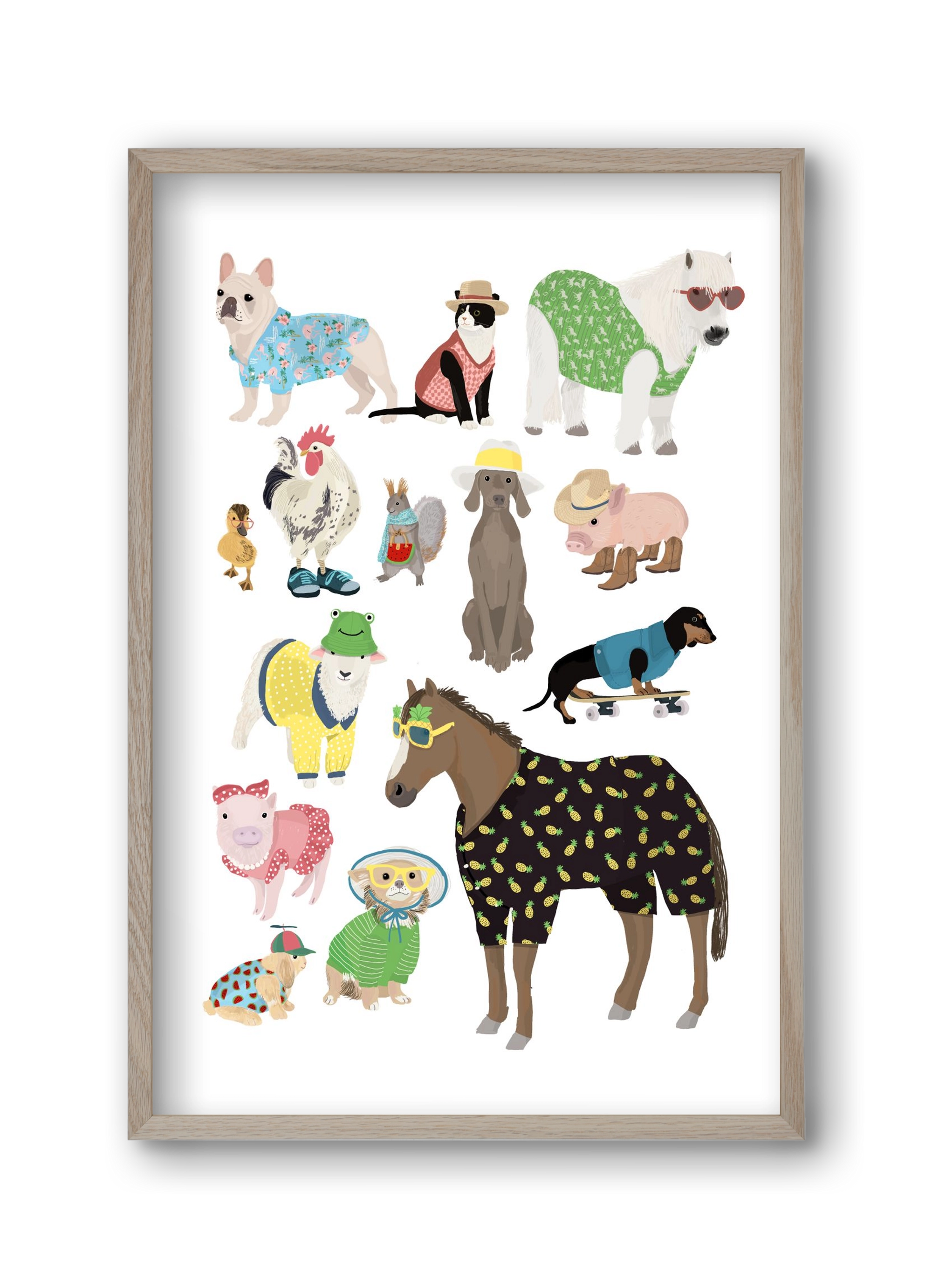 Summer Animals, 30x45 cm (30x45 cm), Tölgy keret