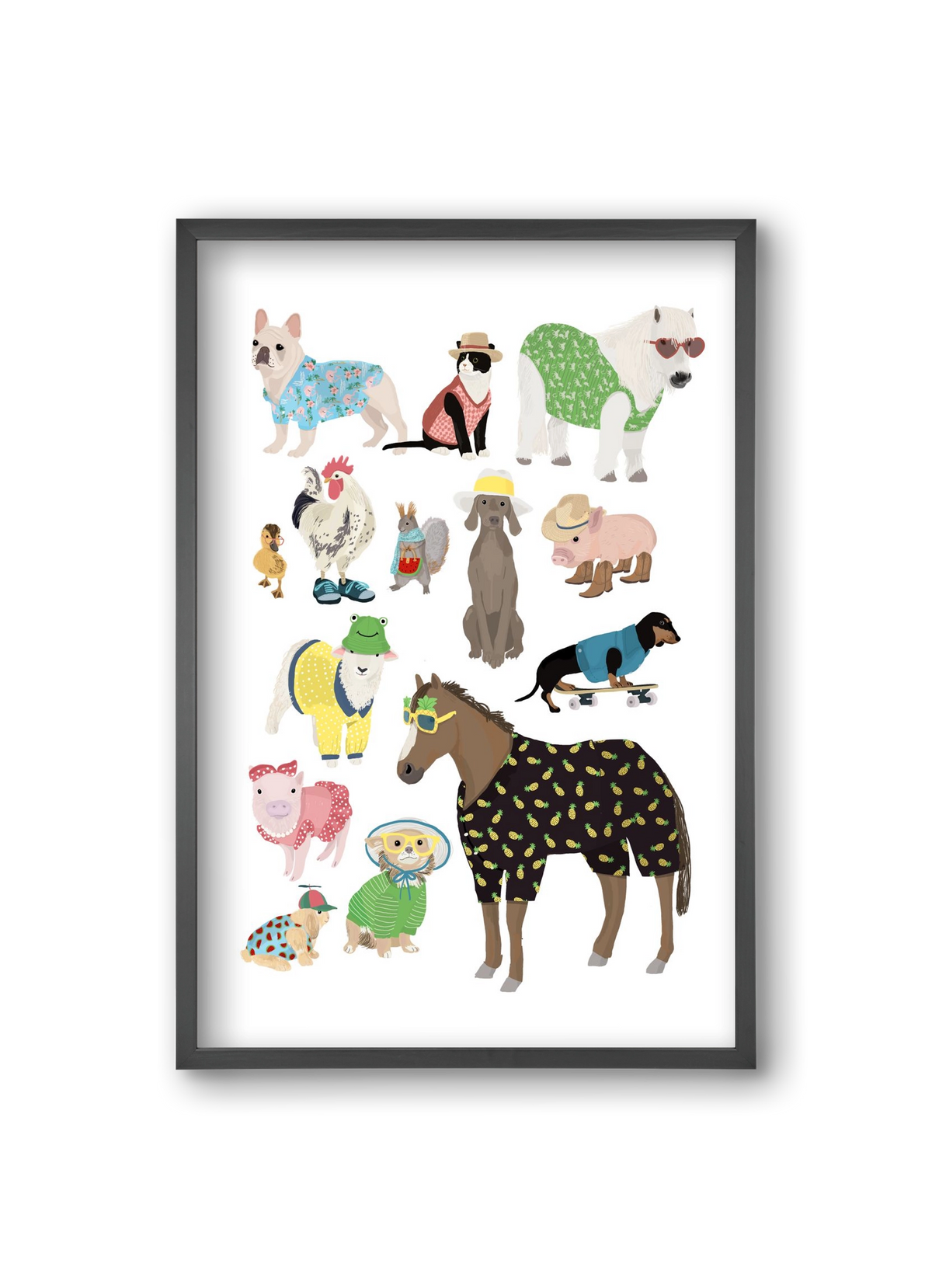 Summer Animals, 20x30 cm (20x30 cm), Fekete keret