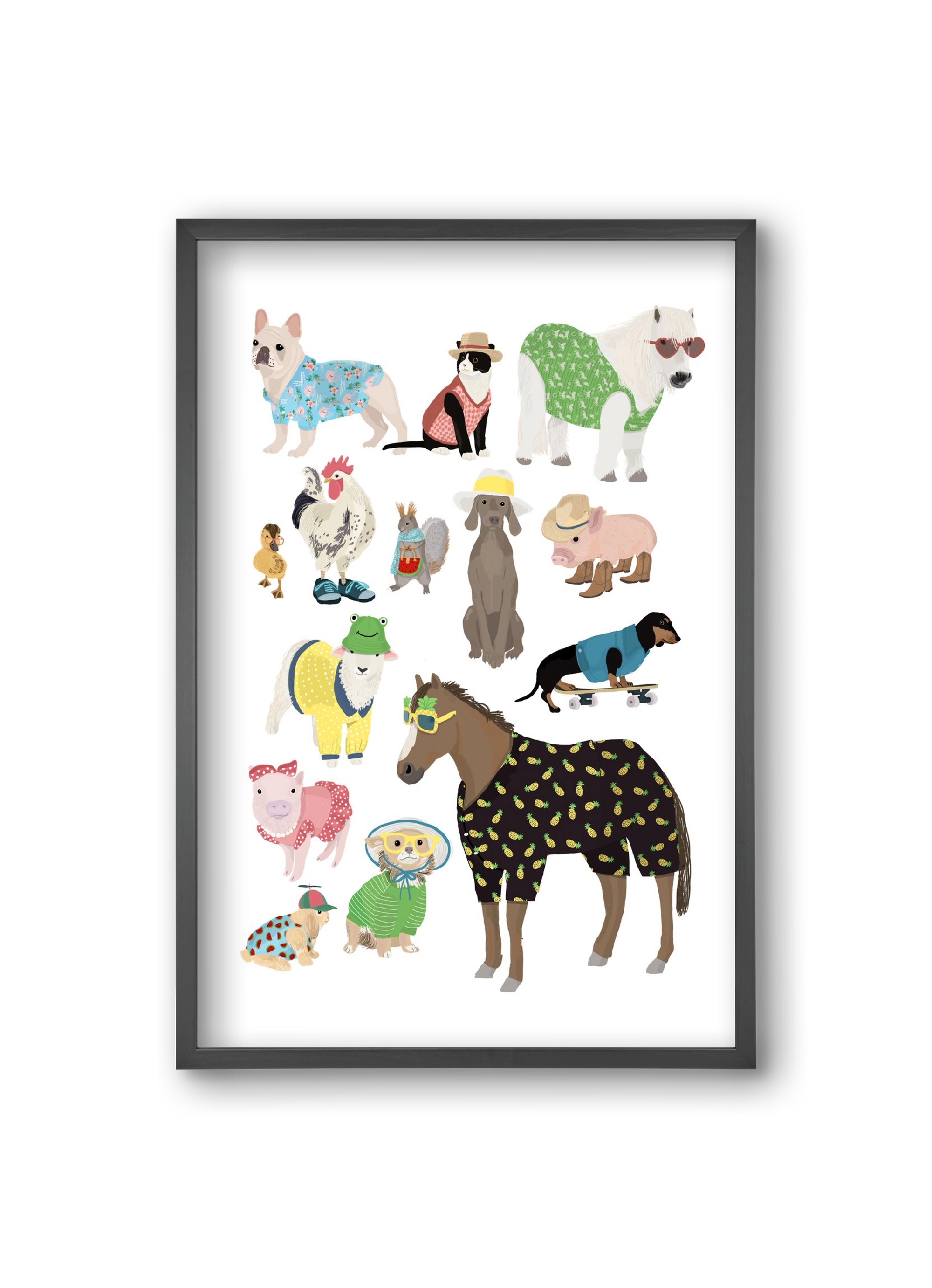 Summer Animals, 20x30 cm (20x30 cm), Fekete keret