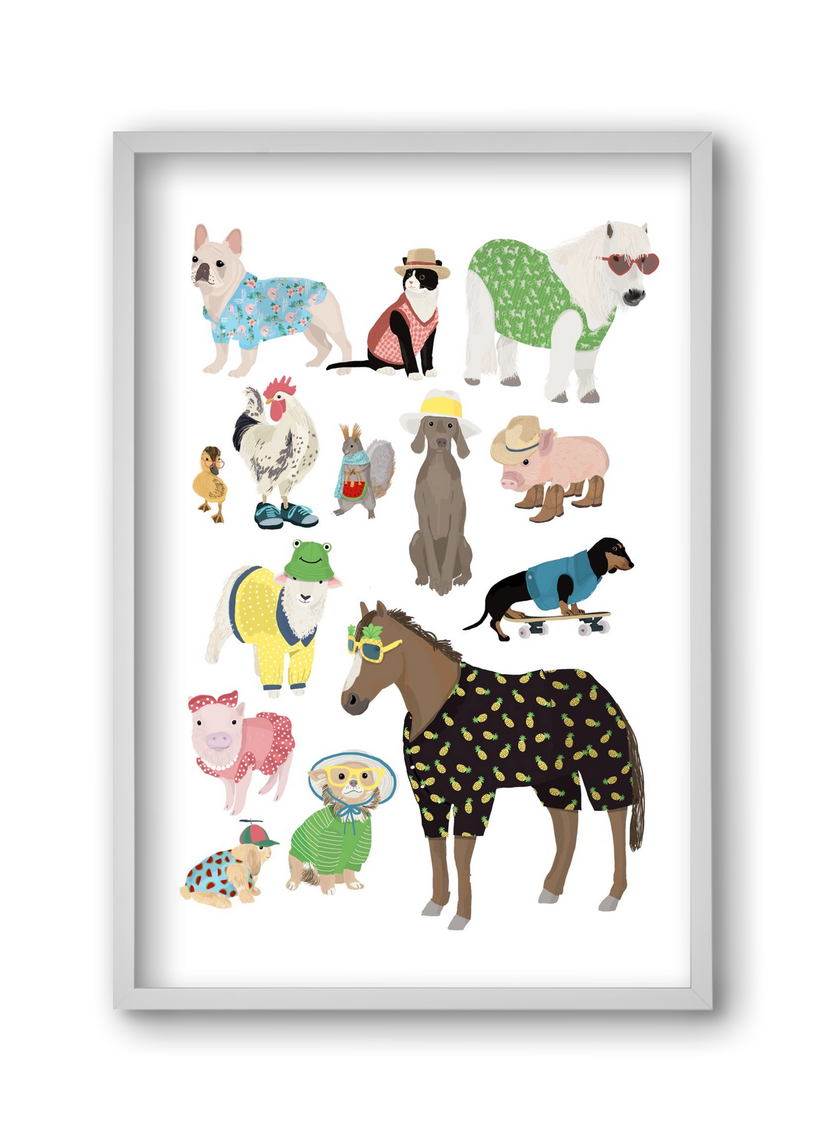 Summer Animals, 30x45 cm (30x45 cm), Fehér keret