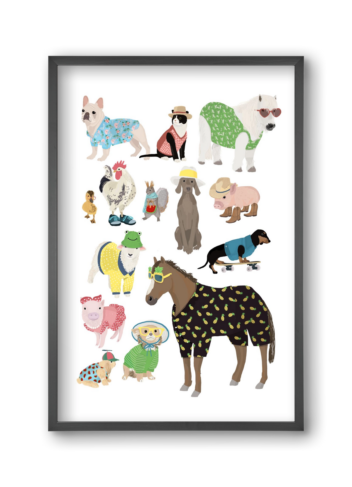 Summer Animals, 30x45 cm (30x45 cm), Fekete keret