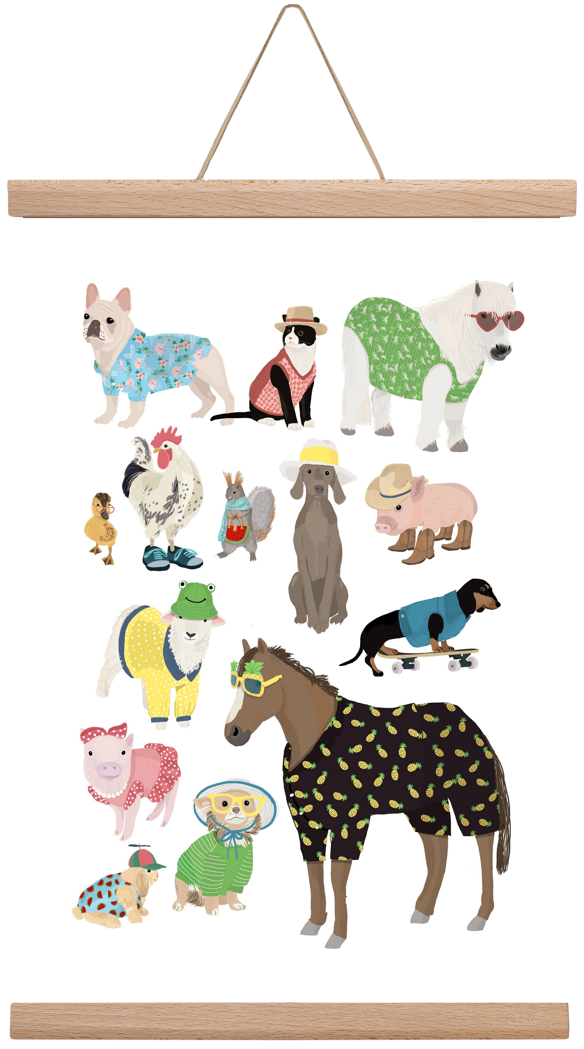 Summer Animals, 30x45 cm (30x45 cm), Tölgy akasztó