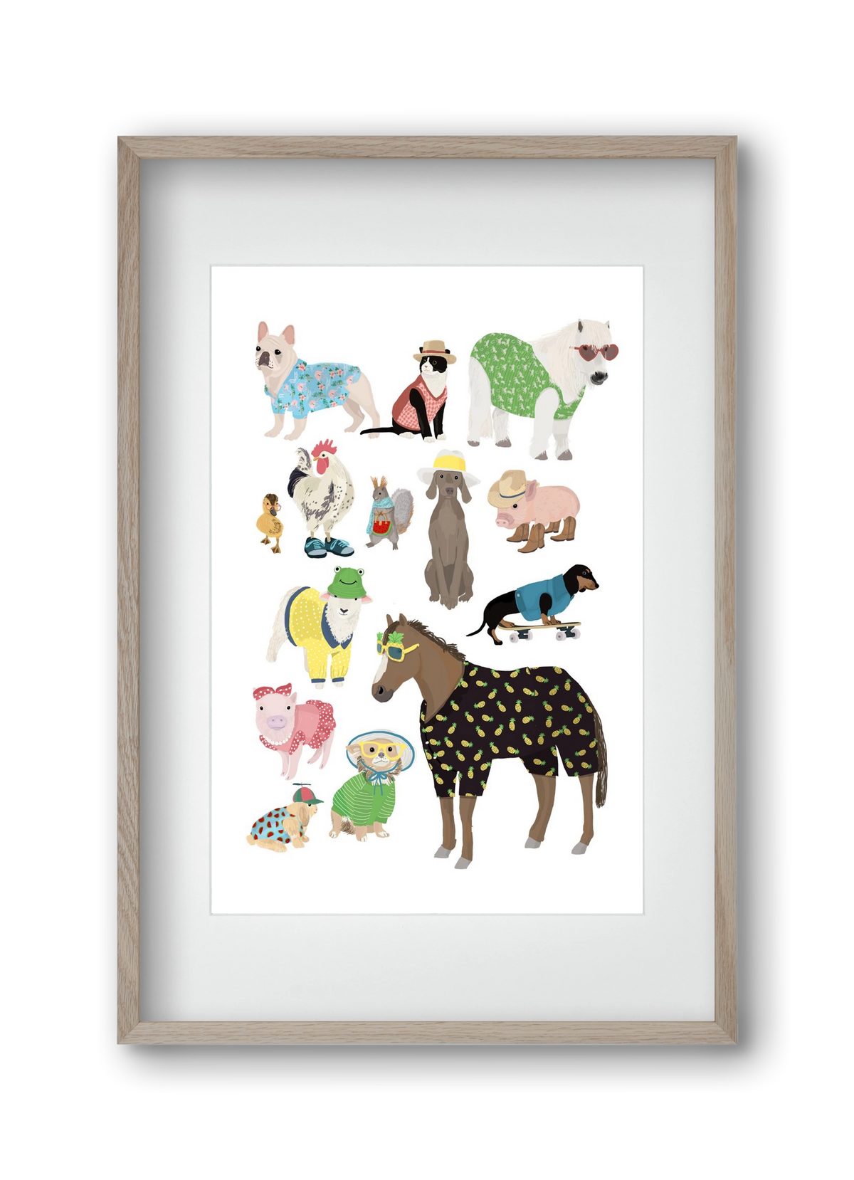 Summer Animals, 30x45 cm (20x30 cm), Tölgy keret, paszpartuval