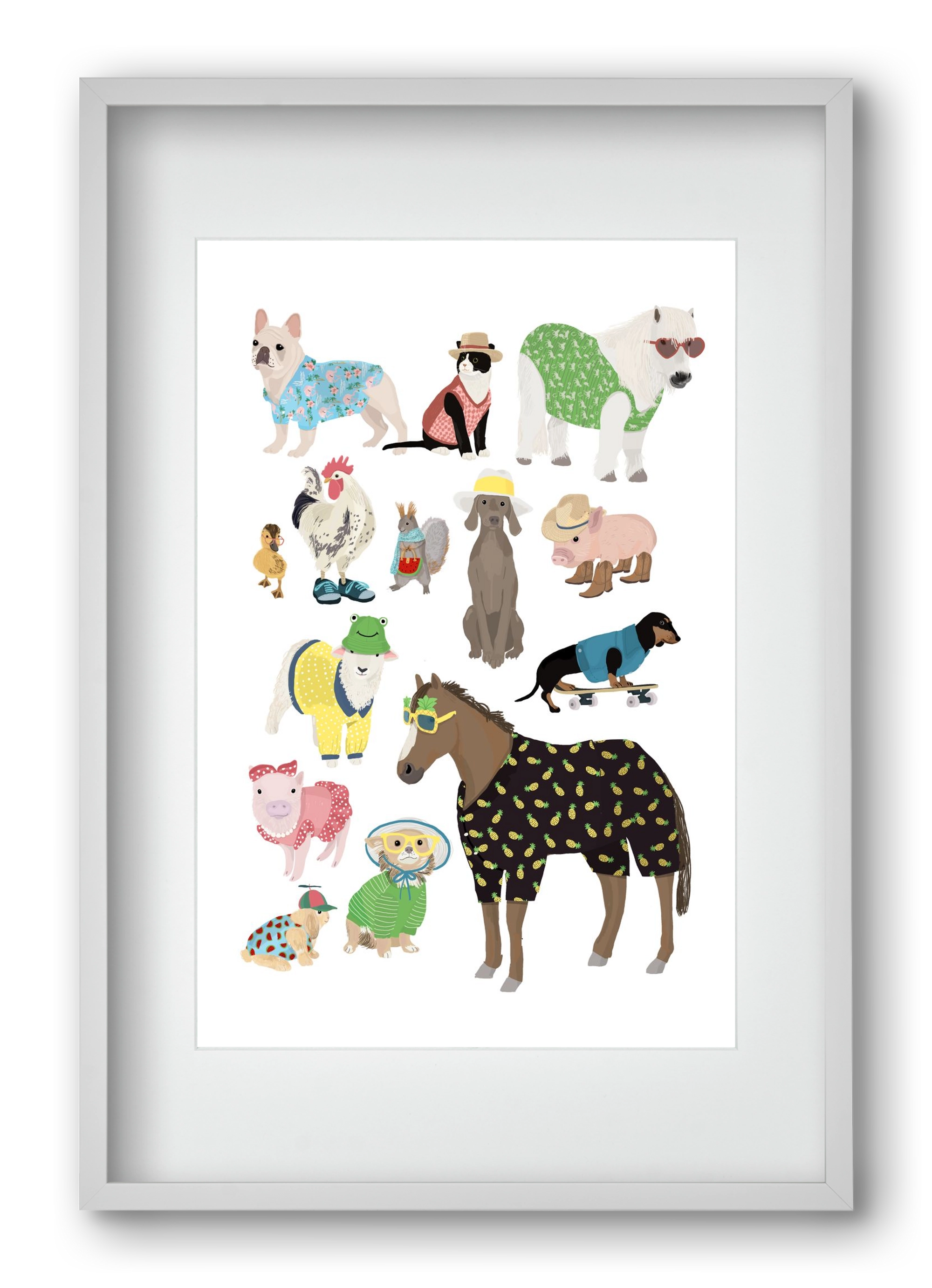 Summer Animals, 40x60 cm (30x45 cm), Fehér keret, paszpartuval