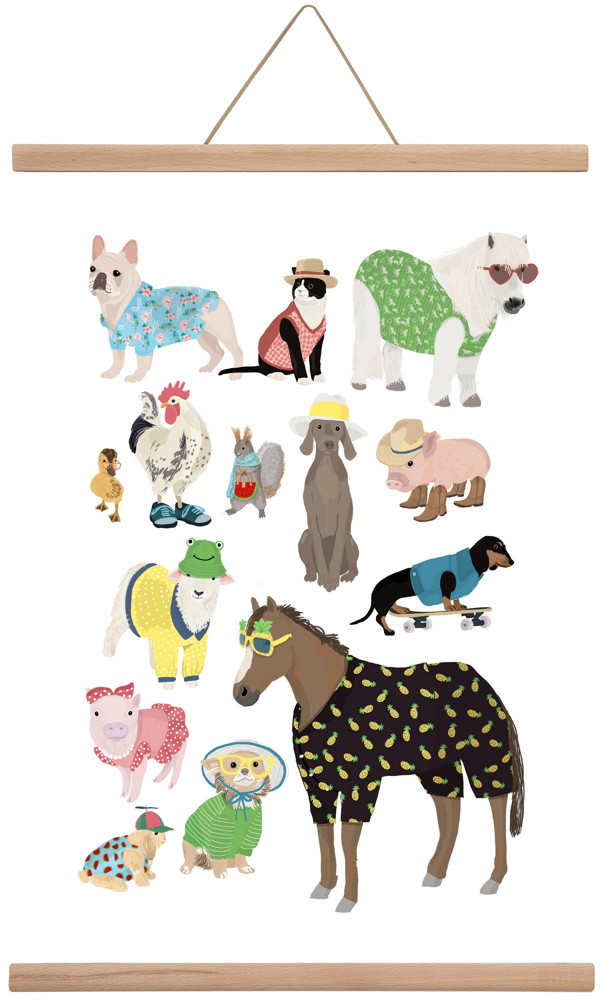 Summer Animals, 40x60 cm (40x60 cm), Tölgy akasztó