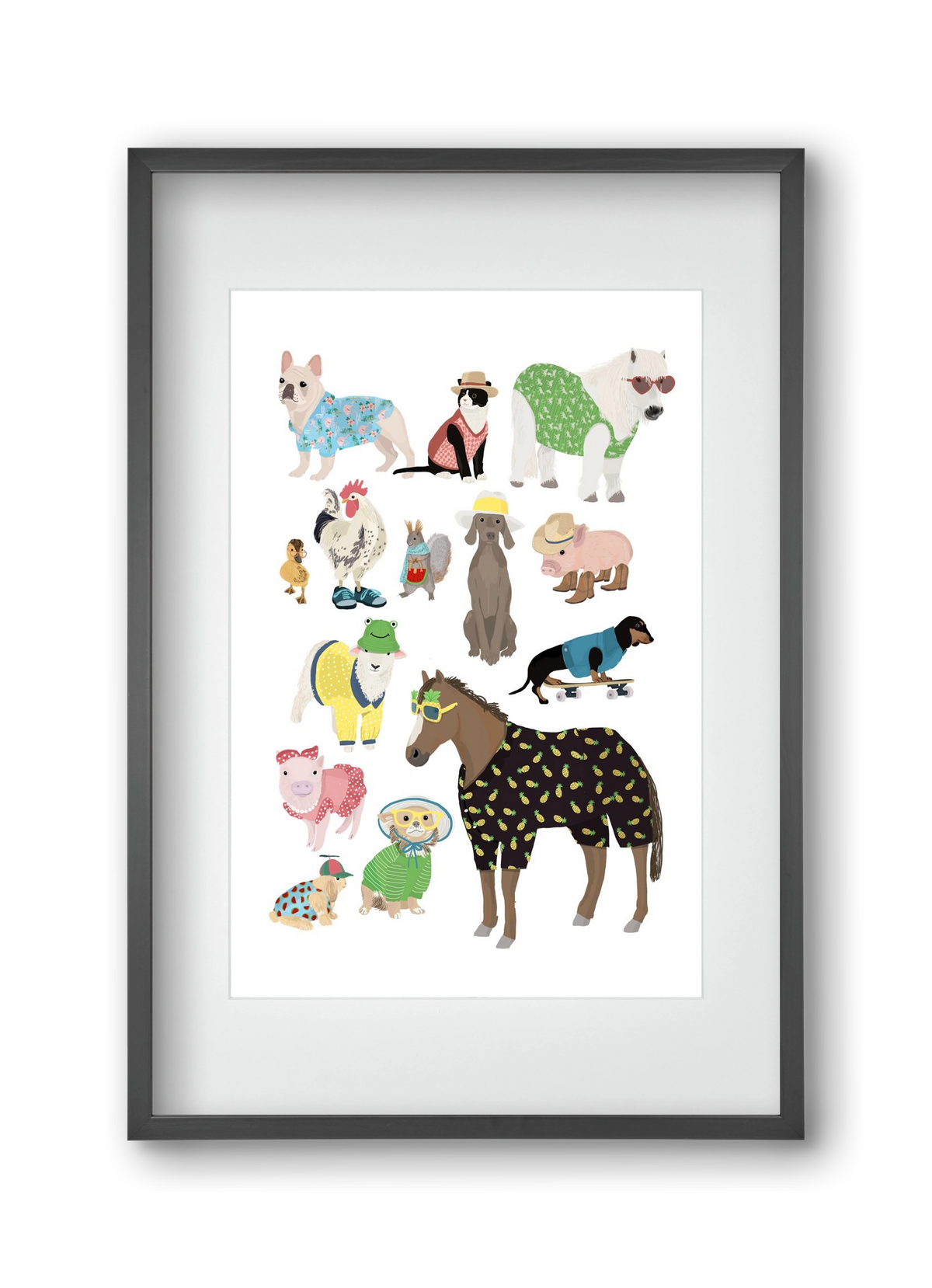 Summer Animals, 30x45 cm (20x30 cm), Fekete keret, paszpartuval