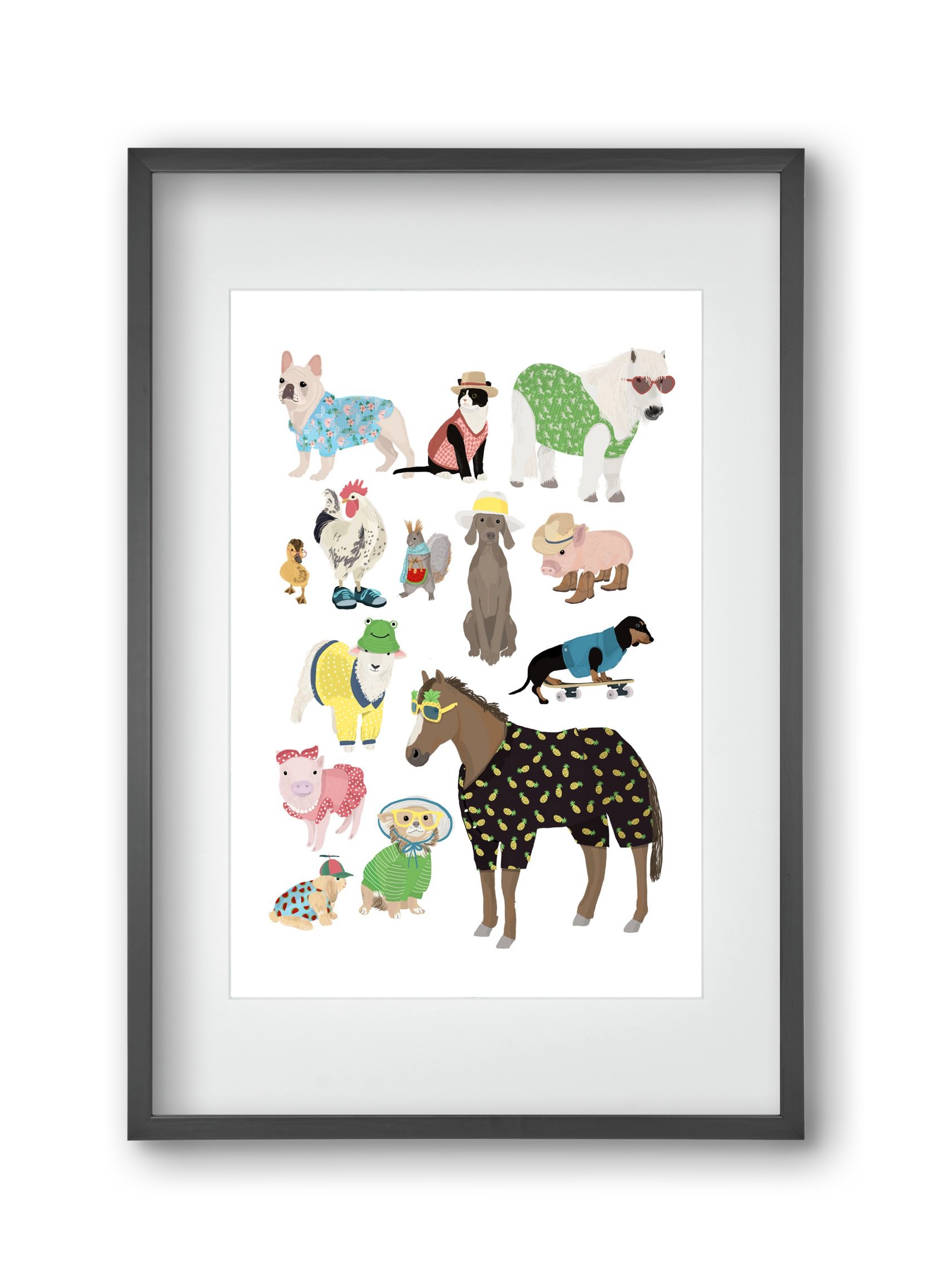 Summer Animals, 30x45 cm (20x30 cm), Fekete keret, paszpartuval