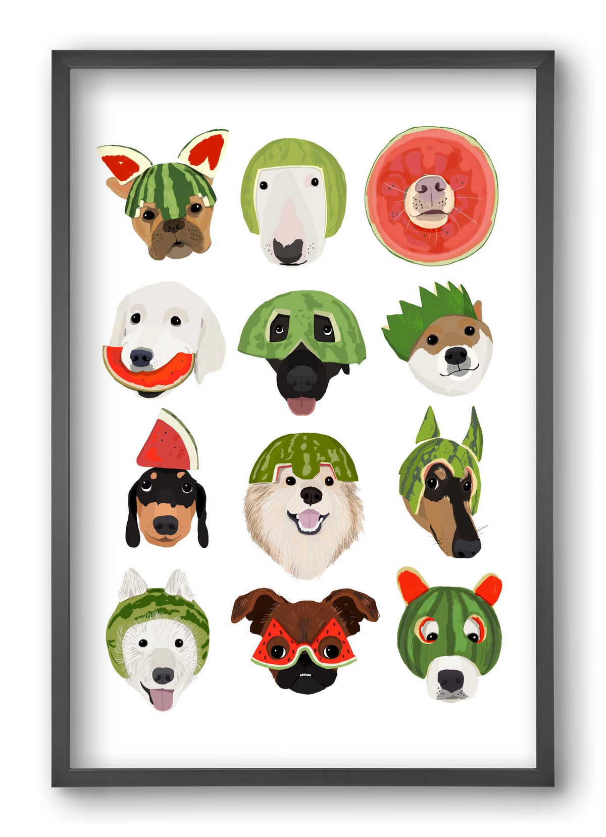 Watermelon dogs, 40x60 cm (40x60 cm), Fekete keret